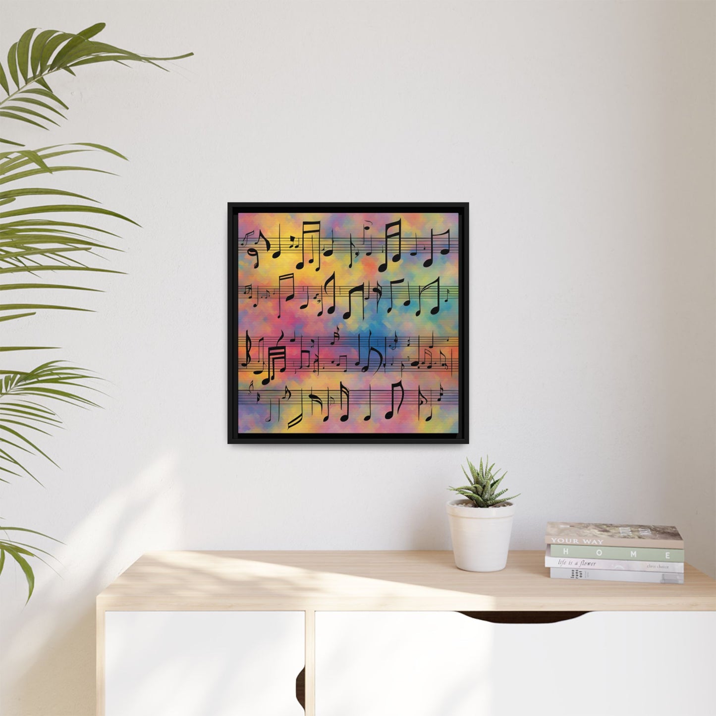 Modern Music-Themed Print Abstract Design Unique Framed Canvas Print Sheet Music Wall Art Music Lover Gift Decor 3 frame colors