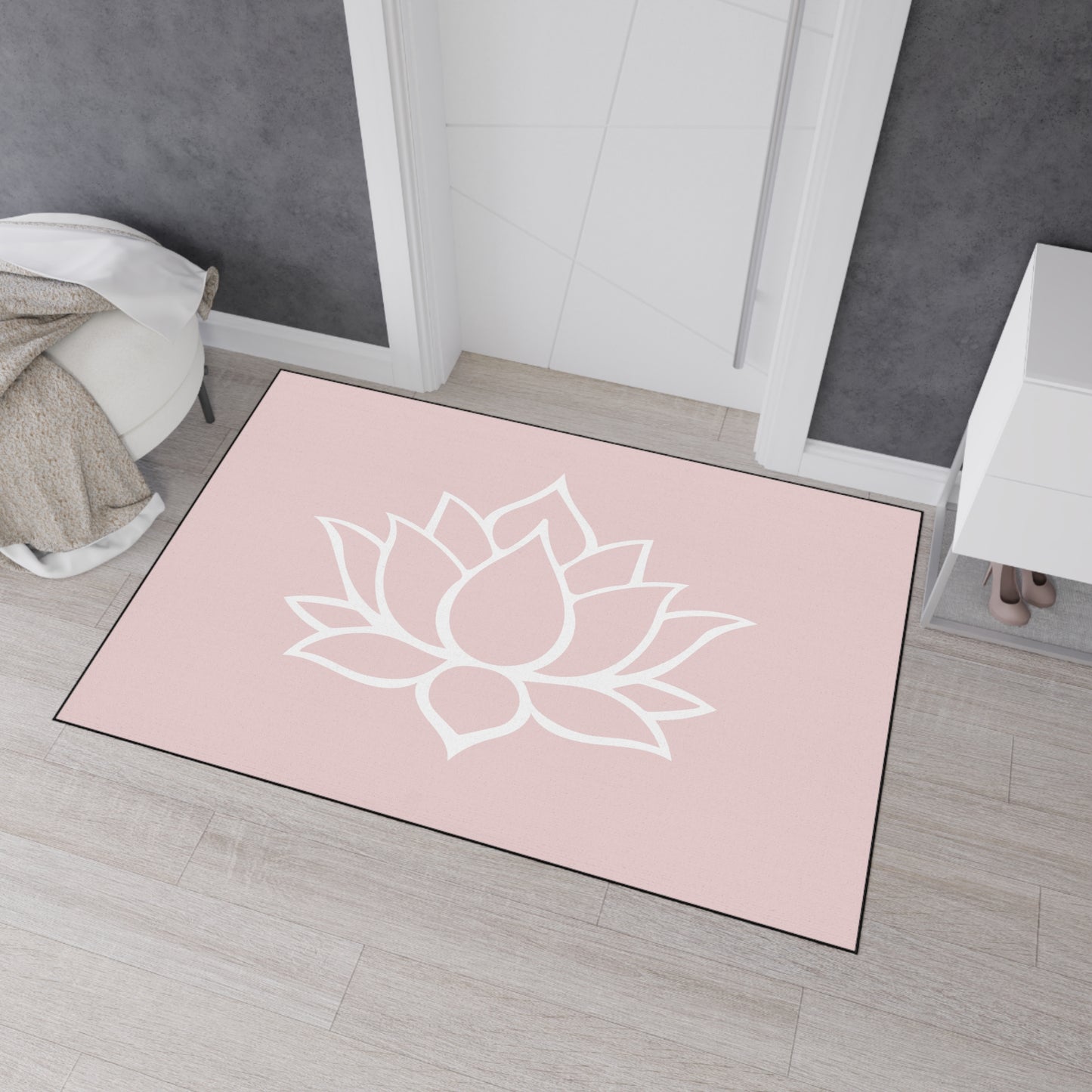 Decorative Heavy Duty Non-Slip Floor Mat Stylish Design Perfect for Entryway Kitchen Décor Pink Lotus Blossom Floral Design Rug Bathroom Mat