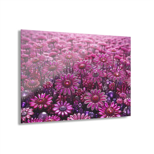 Floral Design Acrylic Gemstone Daisy Print with French Cleat Nature Lover Wall Art Flower Lover Gift Flower Artwork Modern Garden Decor