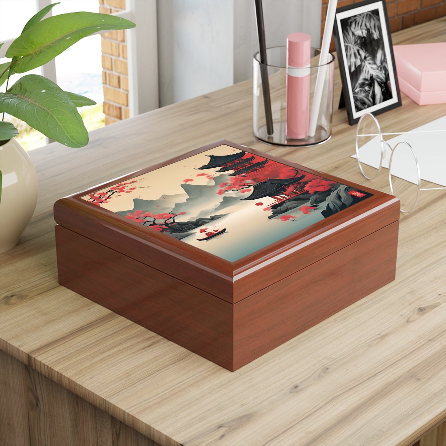 Unique Art Print Design Jewelry Box Trinket Box Bedroom Dresser Decor Vanity Gift Box - 3 colors to choose from