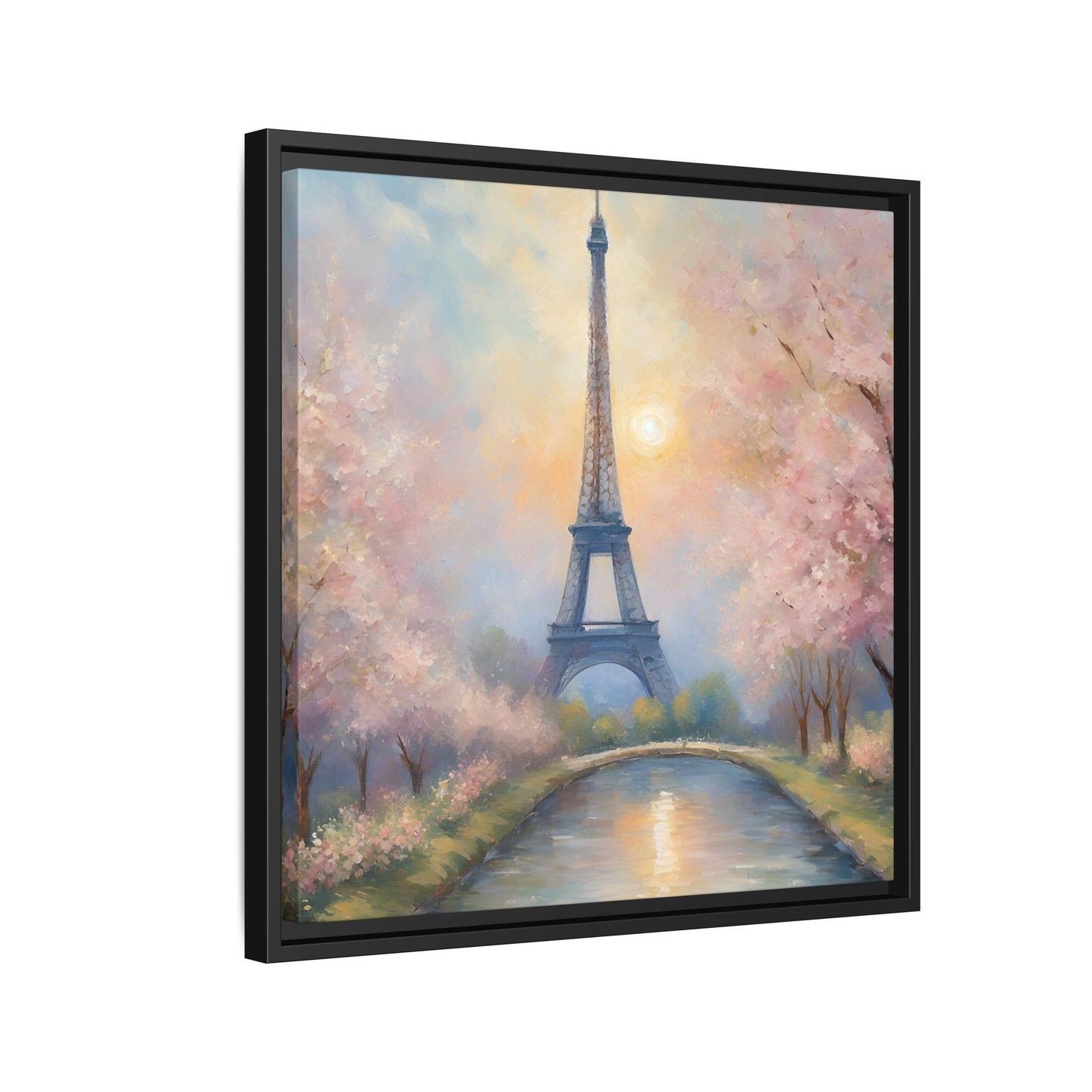 Modern Abstract Pastel Eiffel Tower Design Unique Framed Colorful Canvas Landscape Wall Art Paris France Gift Landscape Gift 3 frame colors