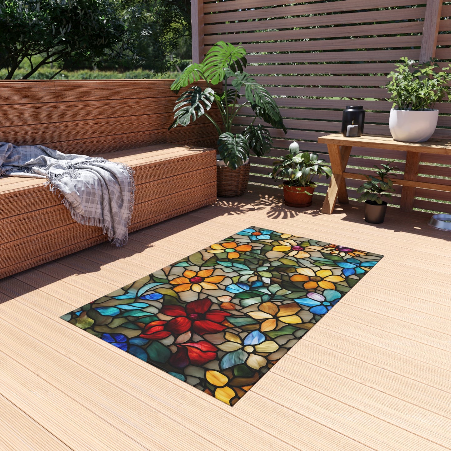 Chenille Outdoor Rug with No-Skid Backing Cozy Outdoor Carpet Patio Decor Gazebo Rug Pool Area Decor Outdoor Kitchen Carpet
