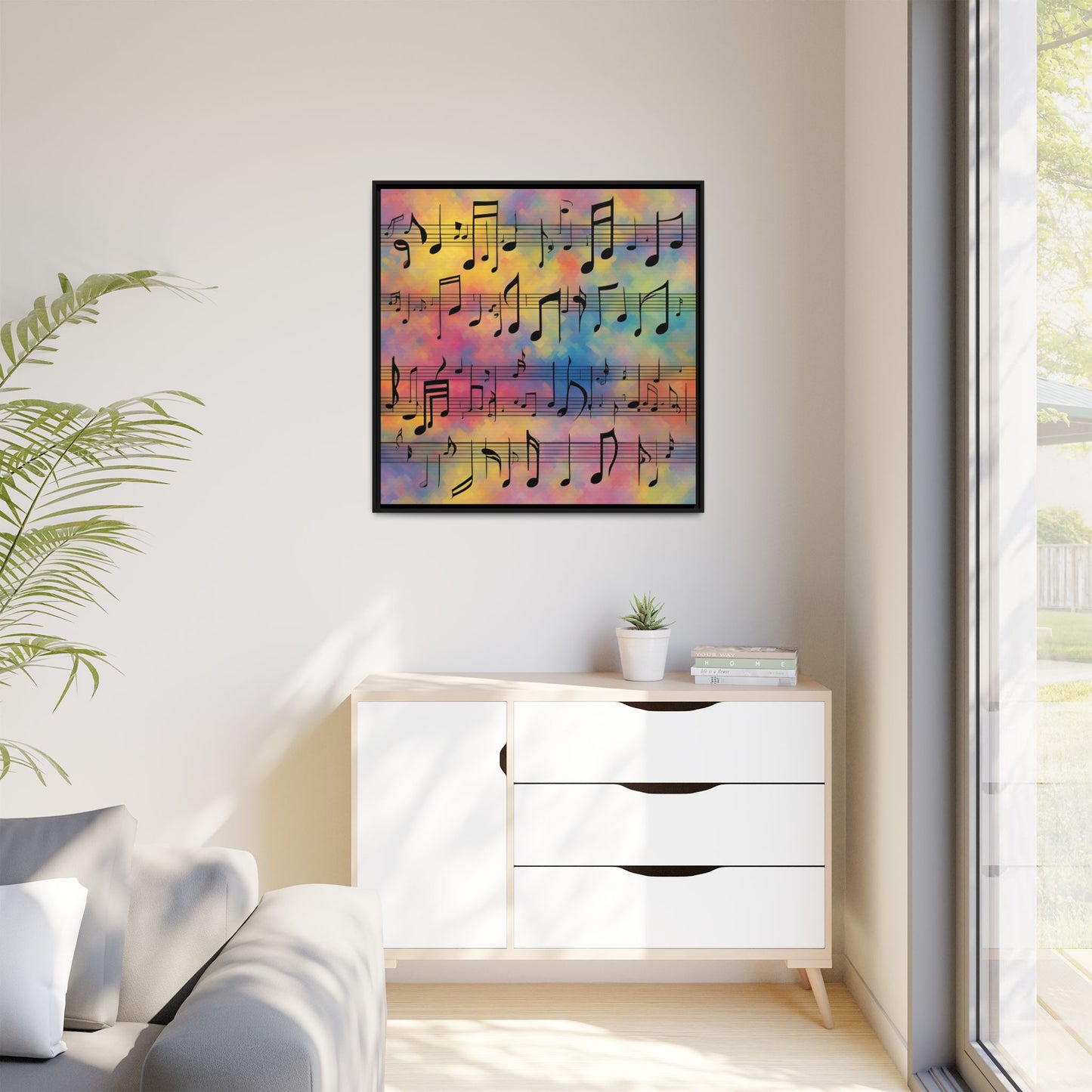 Modern Music-Themed Print Abstract Design Unique Framed Canvas Print Sheet Music Wall Art Music Lover Gift Decor 3 frame colors