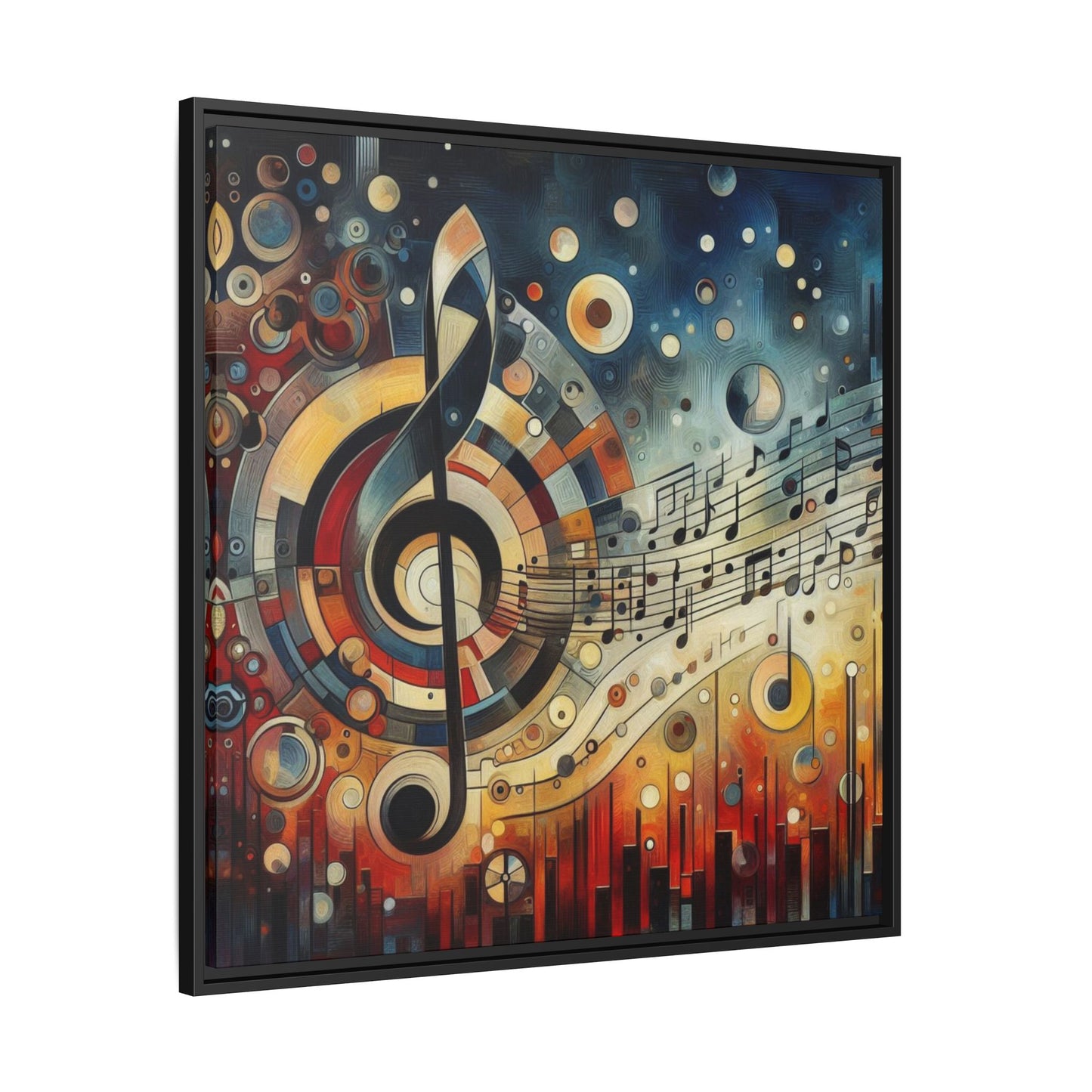 Modern Music-Themed Print Abstract Design Unique Framed Canvas Print Treble Clef Note Wall Art Music Lover Gift Decor 3 frame colors