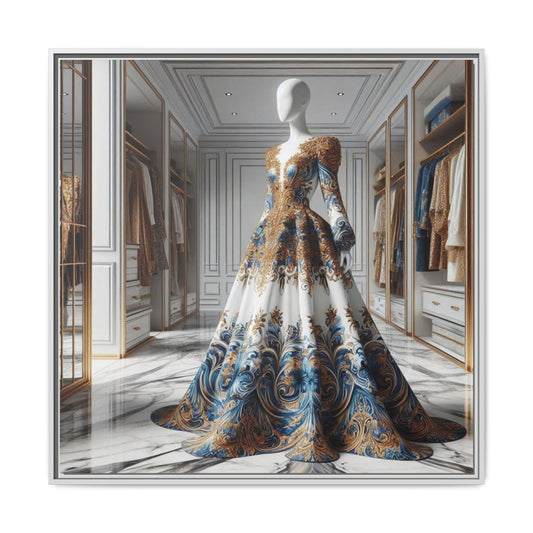 Fashion Formal Runway Dress Framed Canvas Print Wall Art Unique Fashion Designer Style Haute Couture Fashionista Gift Decor 3 Frame Colors