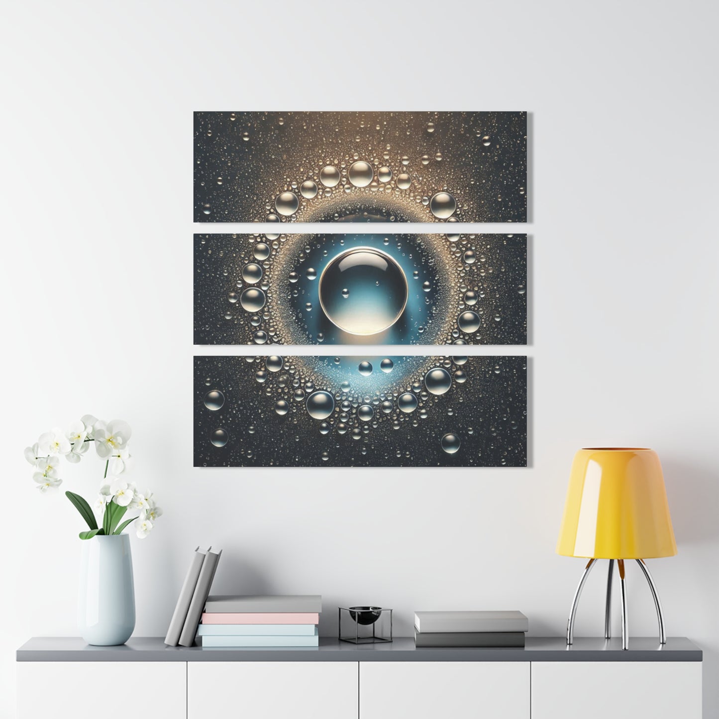 Water Droplet Modern Design Triptych 3-Panel Acrylic Print Wall Art Unique Water Themed Interior Acrylic Decor