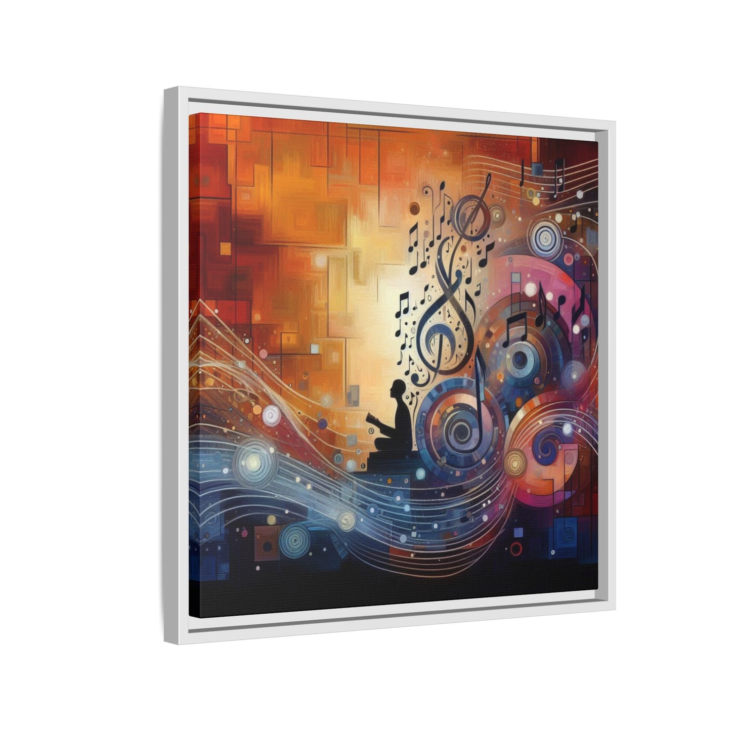 Modern Music-Themed Print Abstract Design Unique Framed Canvas Print Treble Clef Note Wall Art Music Lover Gift Decor 3 frame colors