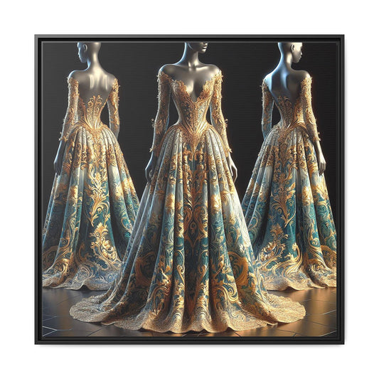 Fashion Formal Runway Dress Framed Canvas Print Wall Art Unique Fashion Designer Style Haute Couture Fashionista Gift Decor 3 Frame Colors