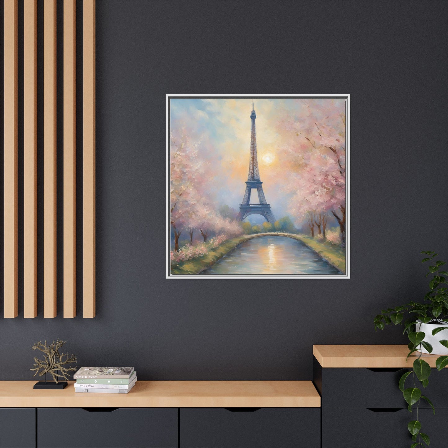 Modern Abstract Pastel Eiffel Tower Design Unique Framed Colorful Canvas Landscape Wall Art Paris France Gift Landscape Gift 3 frame colors