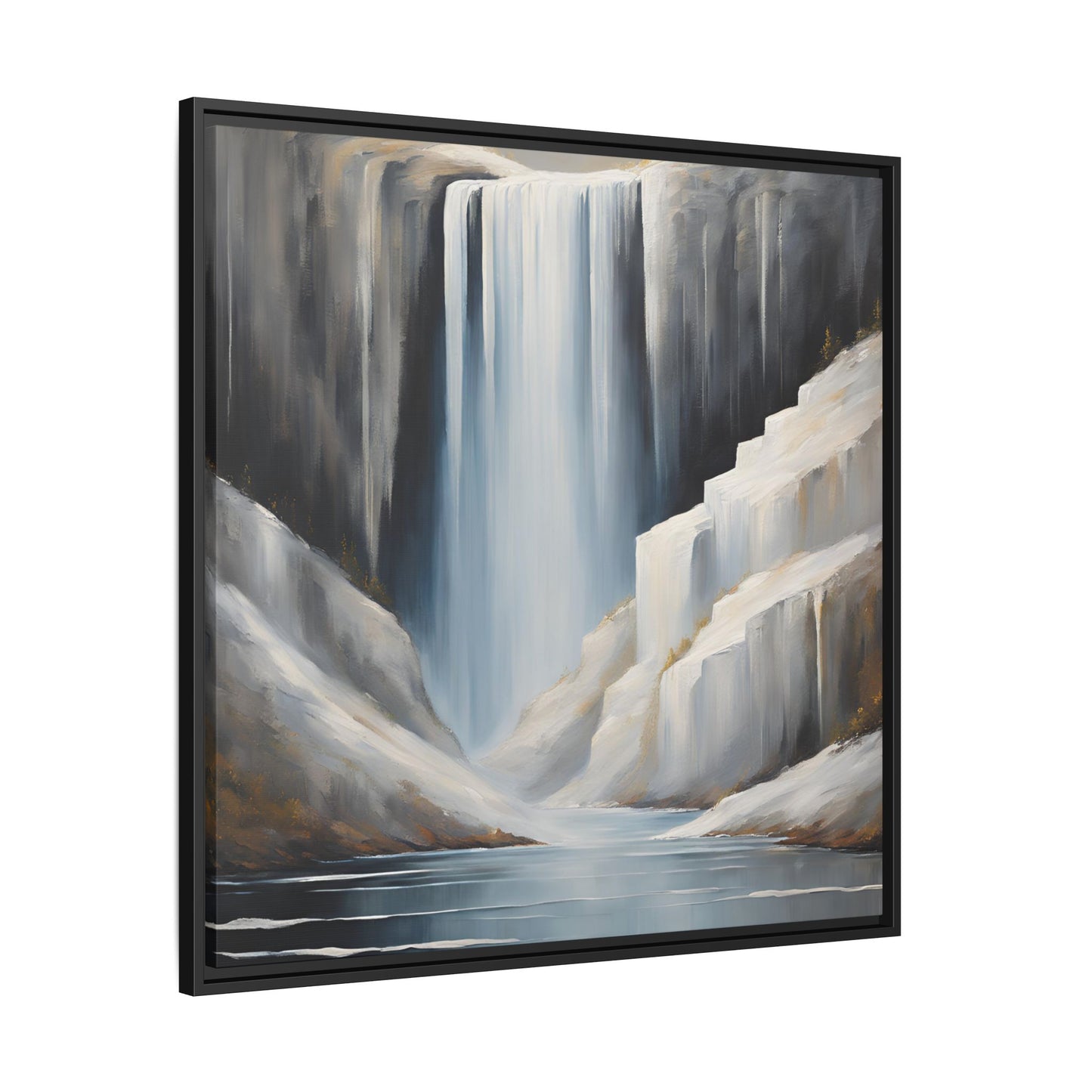 Modern Abstract Waterfall Design Unique Framed Canvas Wall Art Ocean Beach Gift Nature Lover Gift Mountain Landscape Gift 3 frame colors