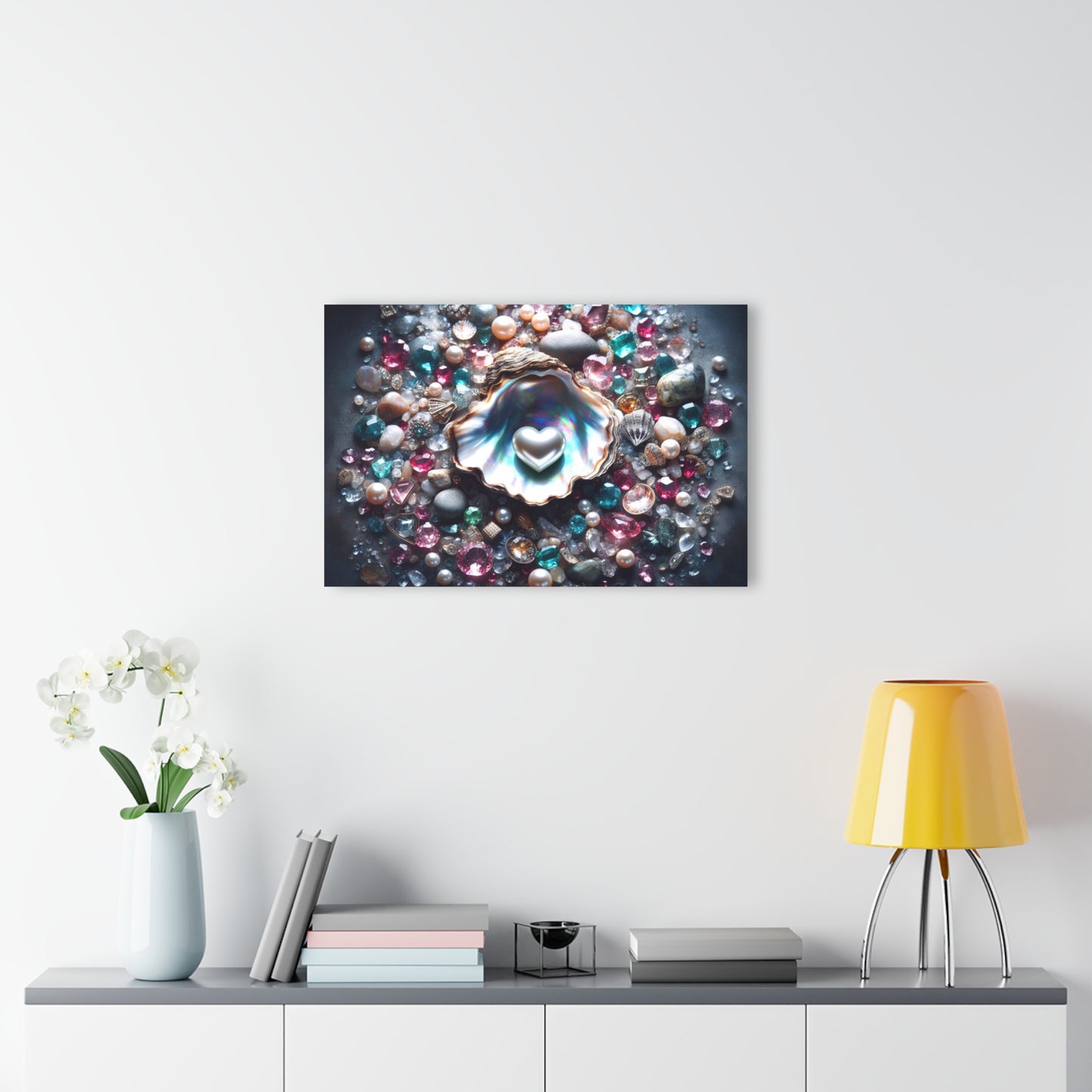 Heart-shaped Pearl in Oyster Shell Acrylic Print with French Cleat Salt-life Oceanic Nature Wall Art Beachy Relaxing Artwork Modern Decor