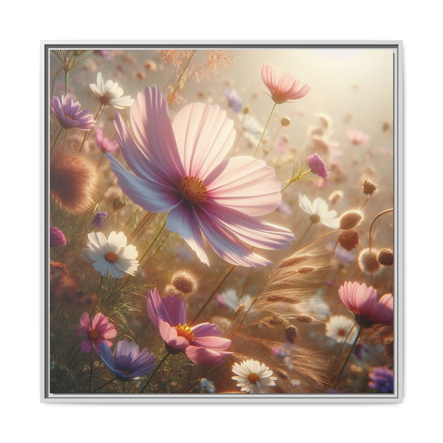 Floral Design Unique Framed Canvas Wall Art Flower Lover Gift Wildflower Artwork Nature Lover Lanscape Gift 3 frame colors