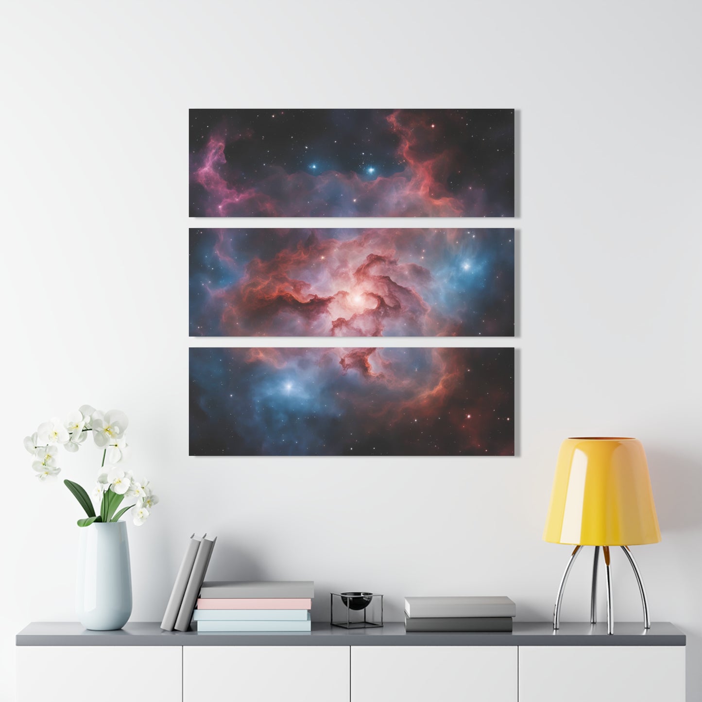 Celestial Deep Space Galaxy Nebula Design Triptych Acrylic Print Wall Art Unique Alternate Universe Decor Stargazer Cosmic Gift