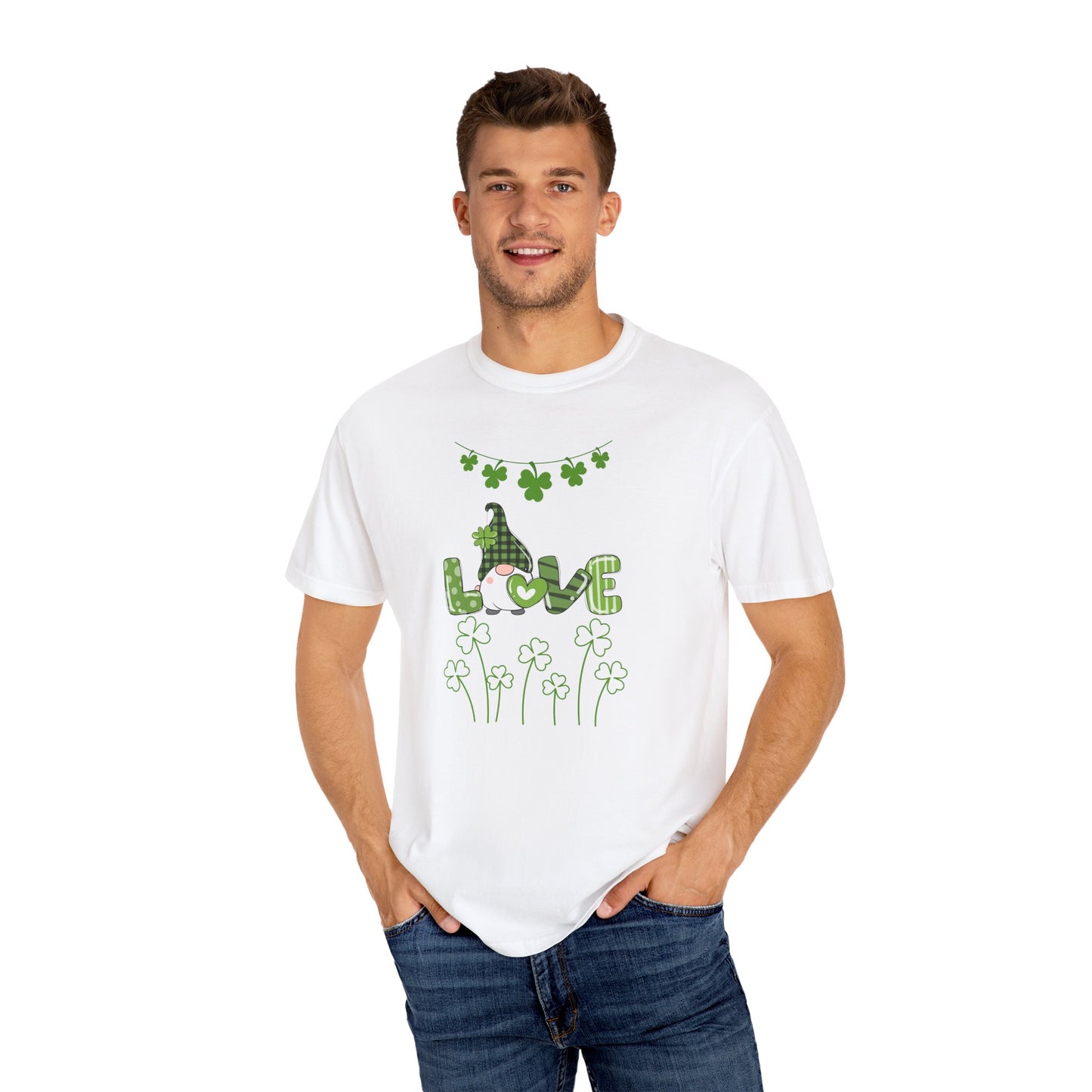 St. Patrick's Day T-Shirt Unisex Comfort Colors Relaxed Fit Garment-Dyed Tee 4 Leaf Clover Shirt Irish Themed Gift
