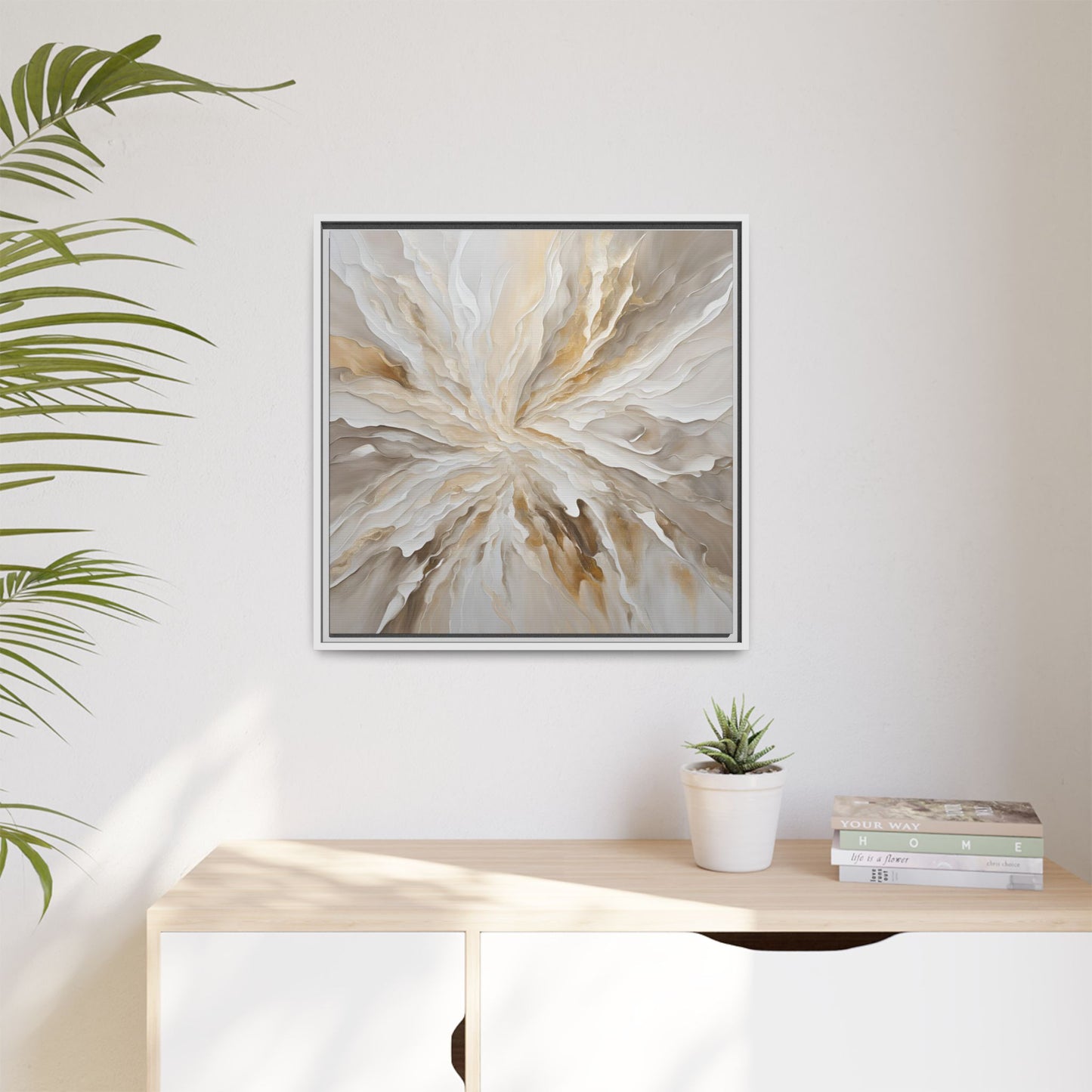 Modern Abstract Floral Design Unique Framed Canvas Wall Art Starburst Gift Nature Lover Gift Garden Lover Gift 3 frame colors
