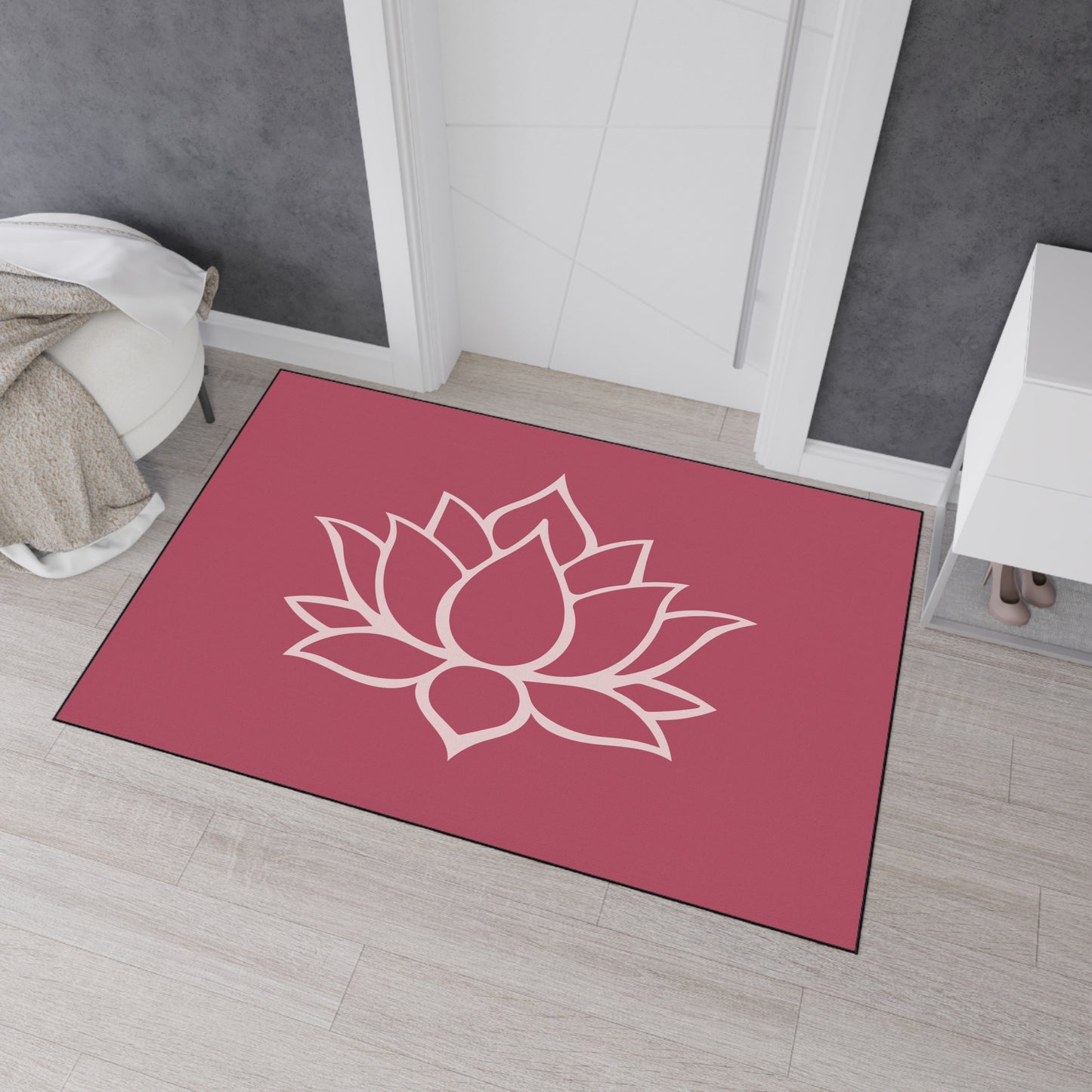 Decorative Heavy Duty Non-Slip Floor Mat Stylish Design Perfect for Entryway Kitchen Décor Lotus Blossom Floral Design Rug Bath Mat
