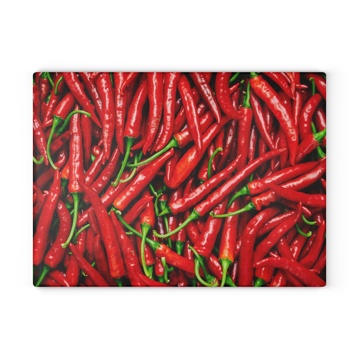 Kitchen Decor Glass Cutting Board Serving Tray with Red Hot Chili Peppers Spices Design Cutting Board Gift for Home Cook Charcuterie Board