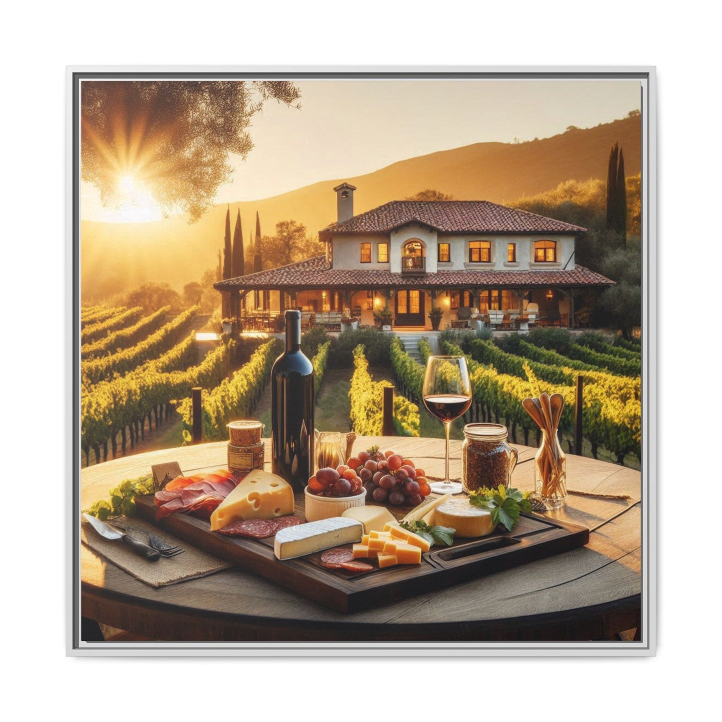 Vineyard Design Unique Framed Canvas Wall Art Gift Nature Lover Landscape Decor Wine Lover Gift Grape Vines Image 3 frame colors
