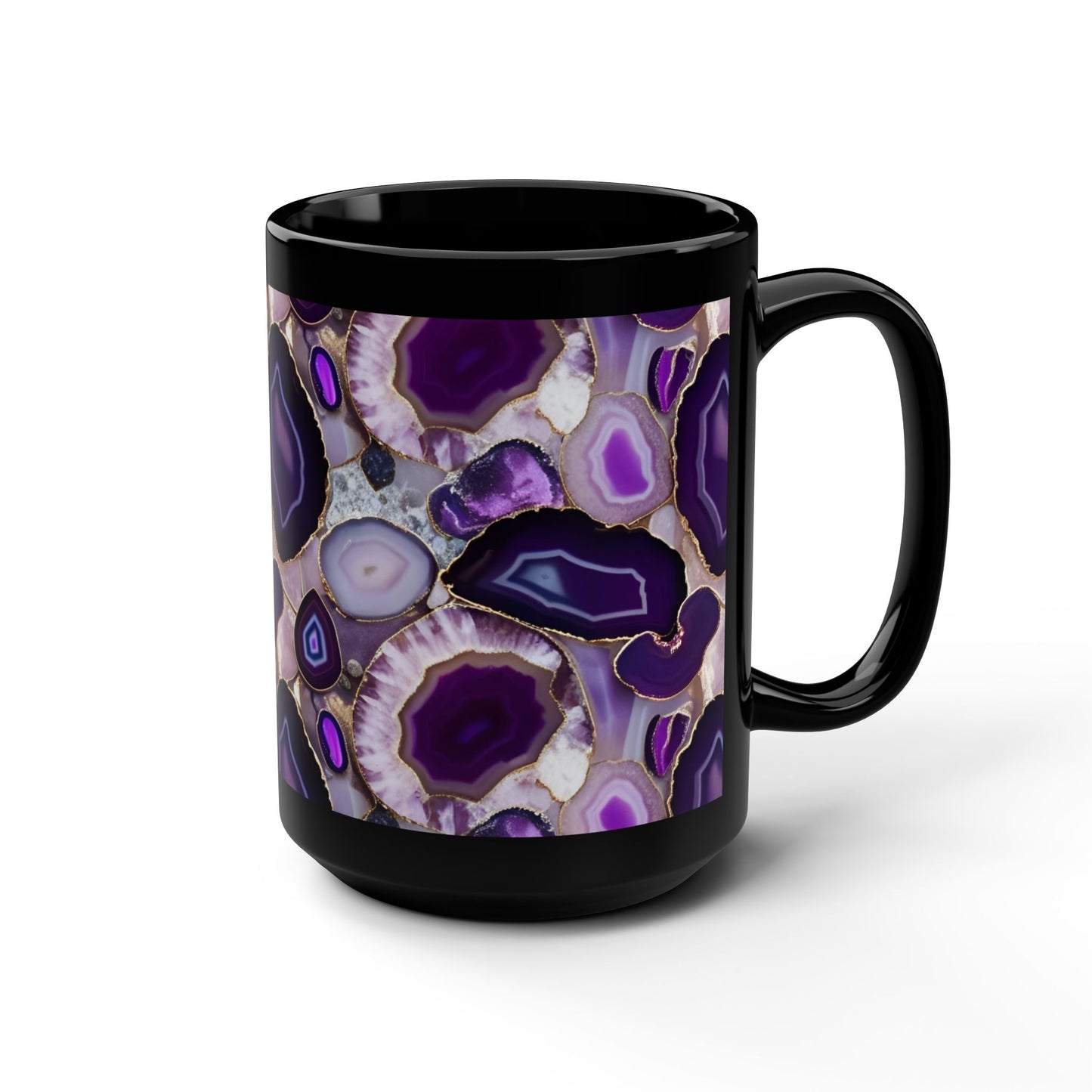 Ceramic Coffee Mug Purple Amethyst Quartz-Inspired Image Nature Rock Lover Ceramic Tea Cup Geode Inspired Agate Look Ceramic Mug