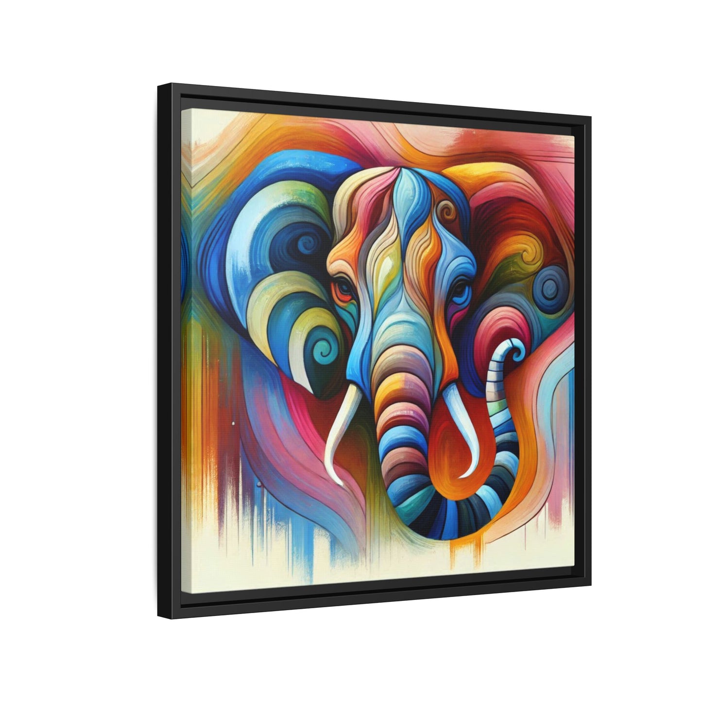 Modern Elephant Print Abstract Design Unique Framed Canvas Print African Wall Art Animal Lover Gift Nature Lover Decor 3 frame colors
