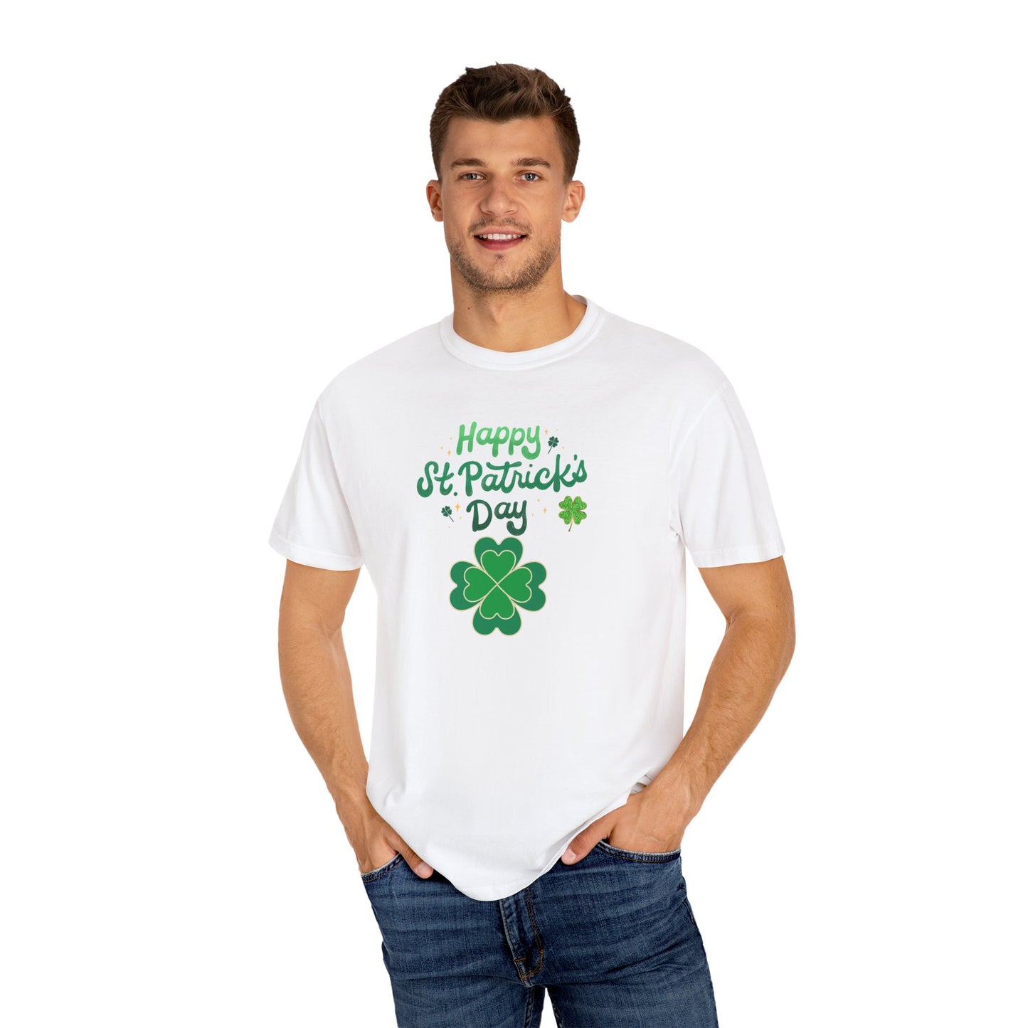 St. Patrick's Day T-Shirt Unisex Comfort Colors Relaxed Fit Garment-Dyed Tee 4 Leaf Clover Shirt Irish Themed Gift