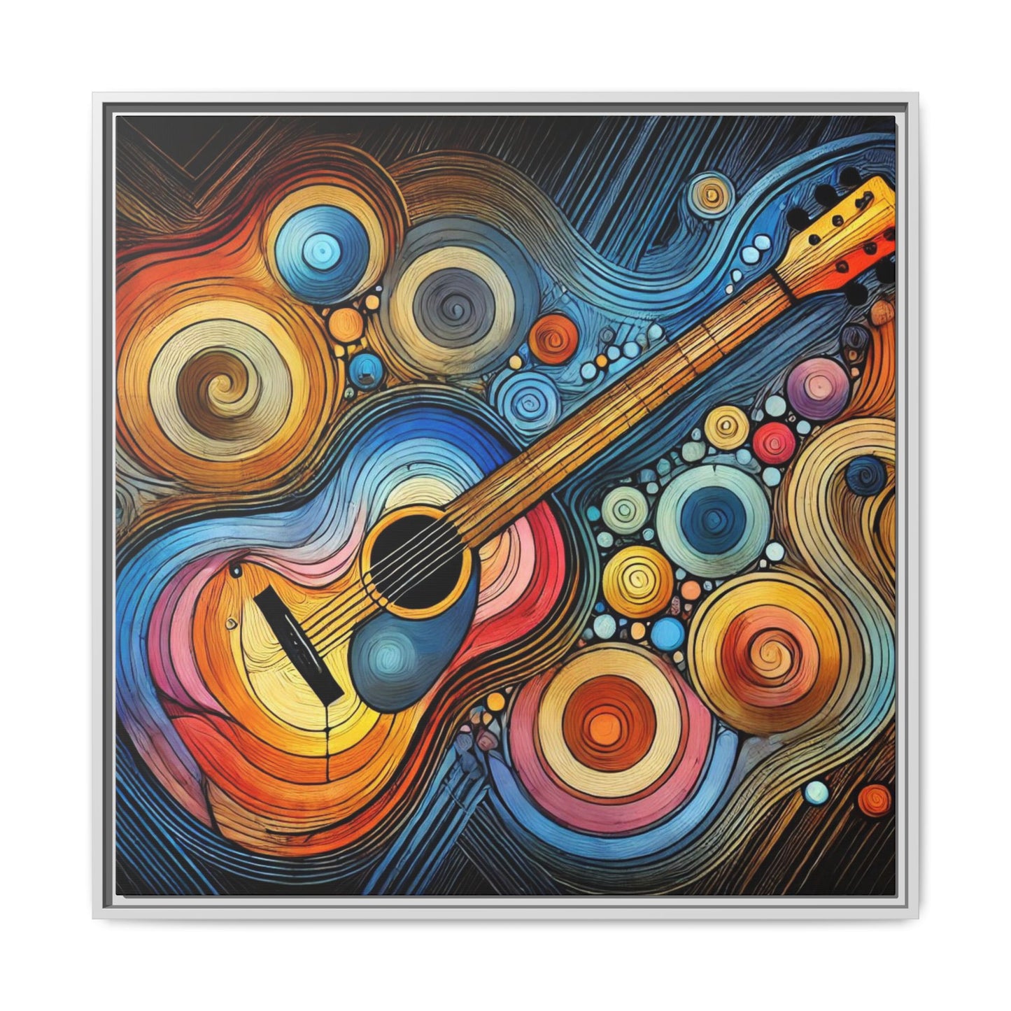 Modern Music-Themed Print Abstract Design Unique Framed Canvas Print Guitar Wall Art Music Lover Gift Decor 3 frame colors