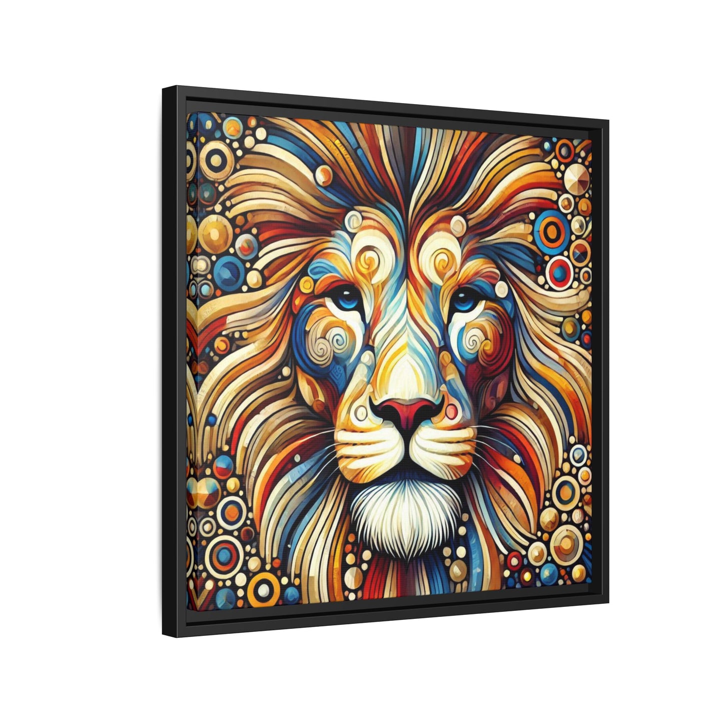 Modern Lion Print Abstract Design Unique Framed Canvas Print King of Jungle Wall Art Animal Lover Gift Nature Lover Decor 3 frame colors