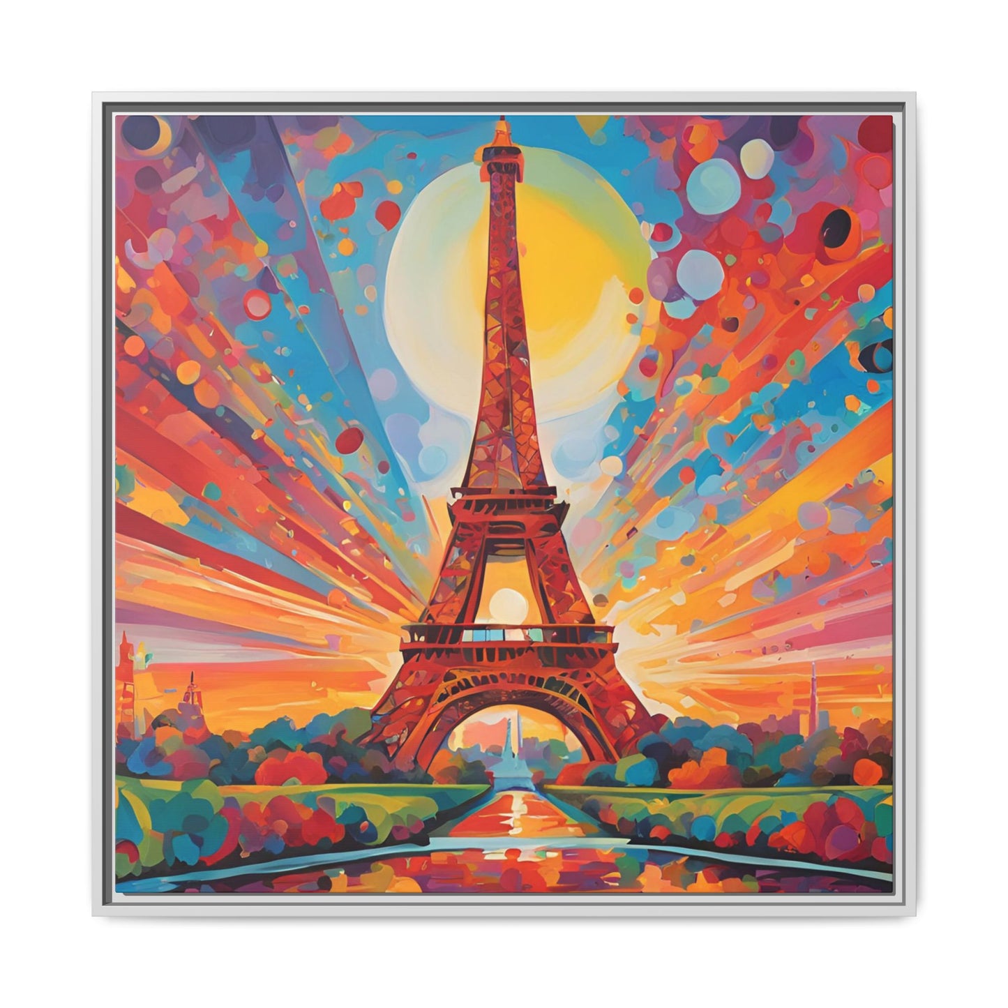 Modern Abstract Eiffel Tower Design Unique Framed Colorful Canvas Landscape Wall Art Paris France Gift Nature Lover Gift 3 frame colors