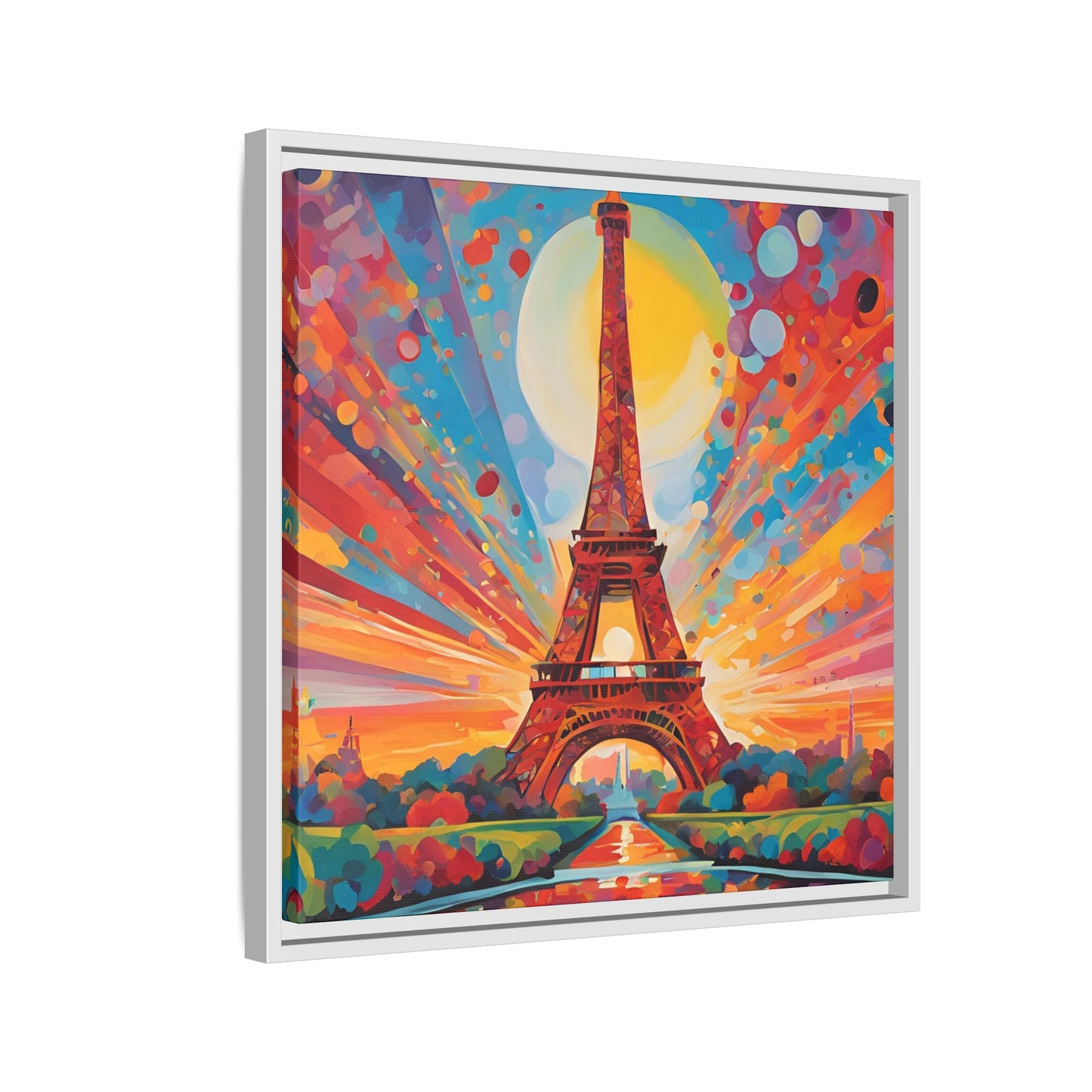 Modern Abstract Eiffel Tower Design Unique Framed Colorful Canvas Landscape Wall Art Paris France Gift Nature Lover Gift 3 frame colors