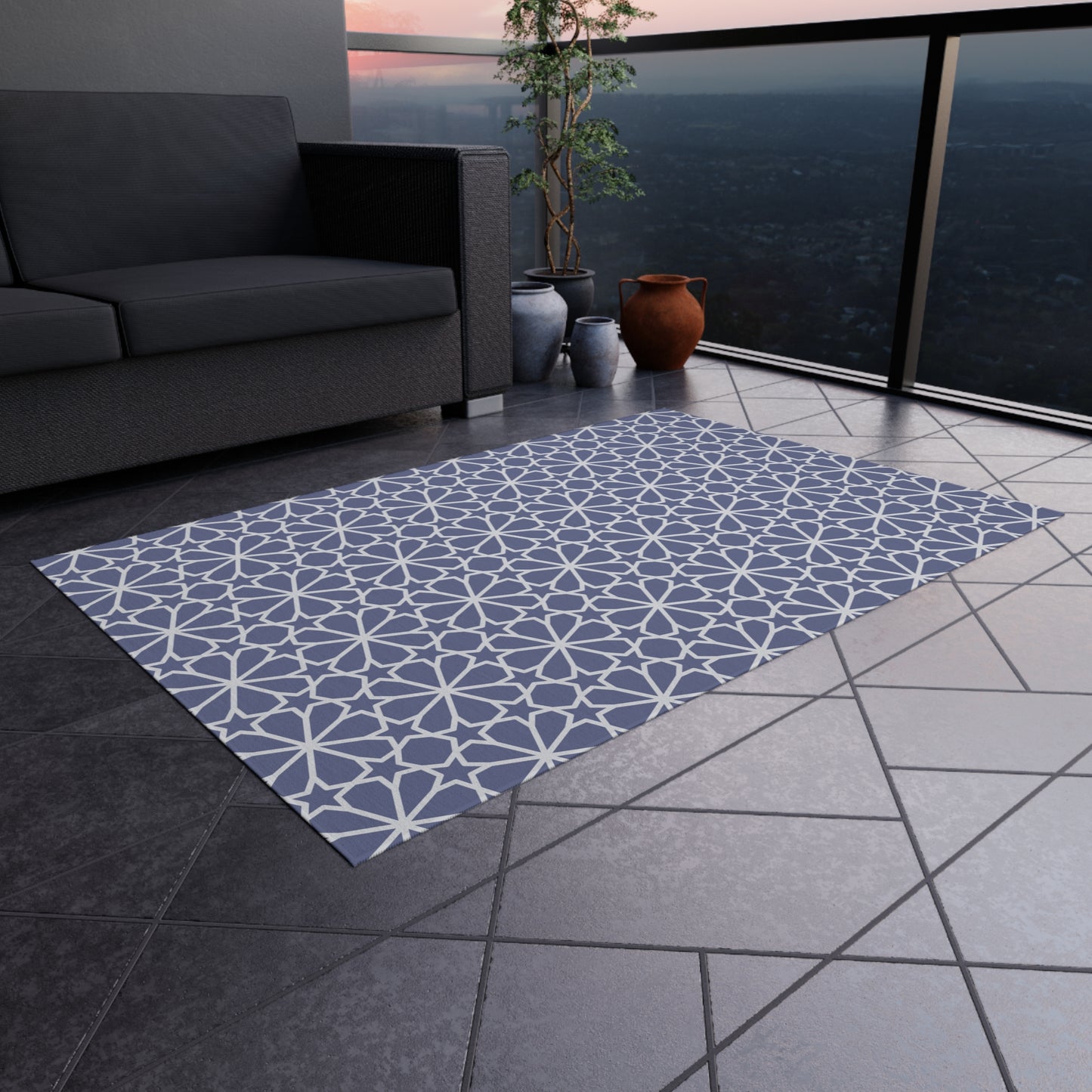 Chenille Outdoor Rug with No-Skid Backing Cozy Outdoor Carpet Grey Patio Decor Gazebo Rug Pool Area Decor Outdoor Kitchen Carpet