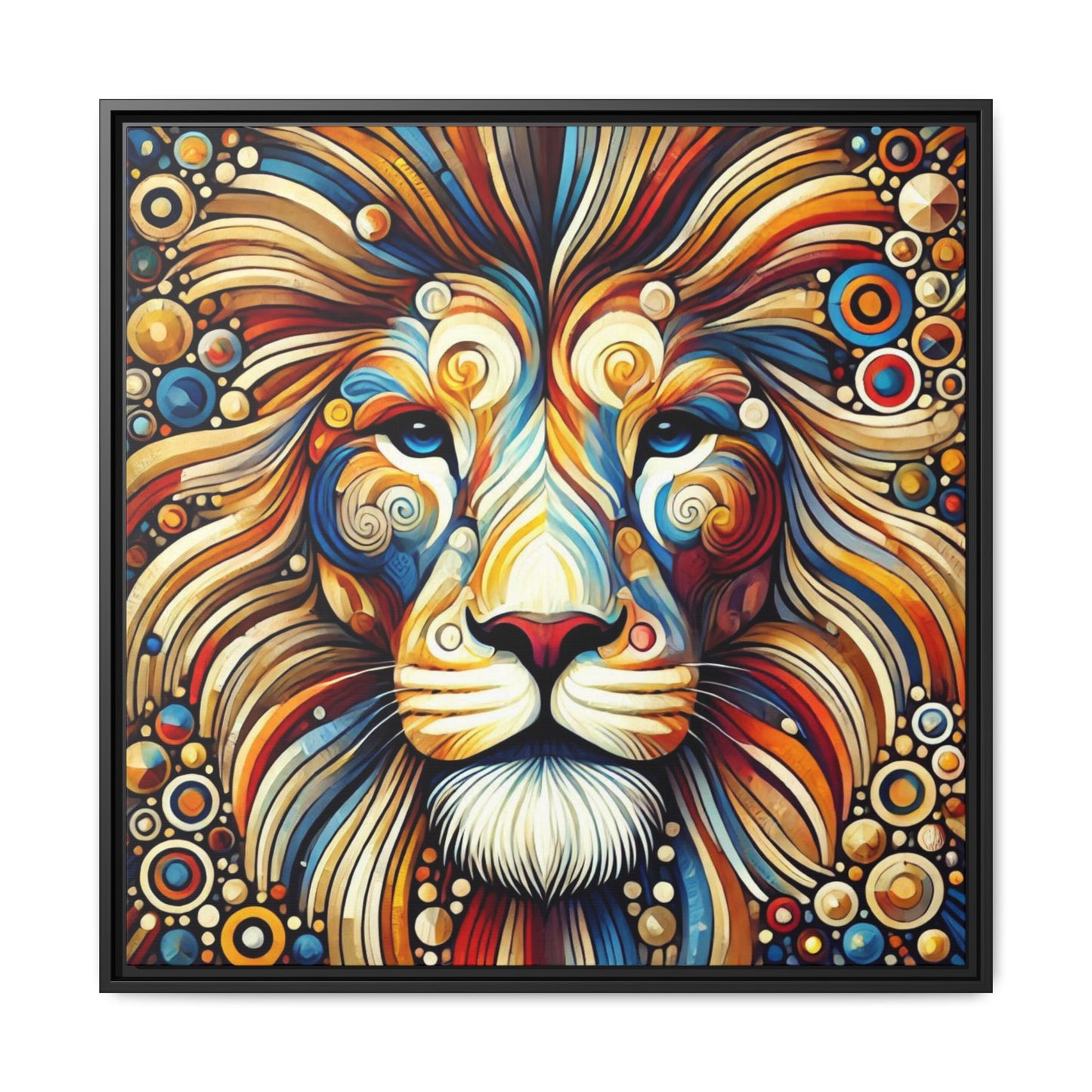Modern Lion Print Abstract Design Unique Framed Canvas Print King of Jungle Wall Art Animal Lover Gift Nature Lover Decor 3 frame colors