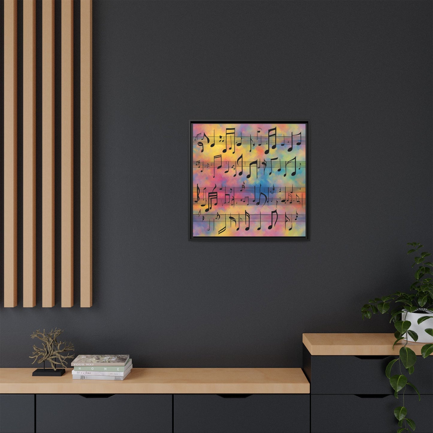 Modern Music-Themed Print Abstract Design Unique Framed Canvas Print Sheet Music Wall Art Music Lover Gift Decor 3 frame colors