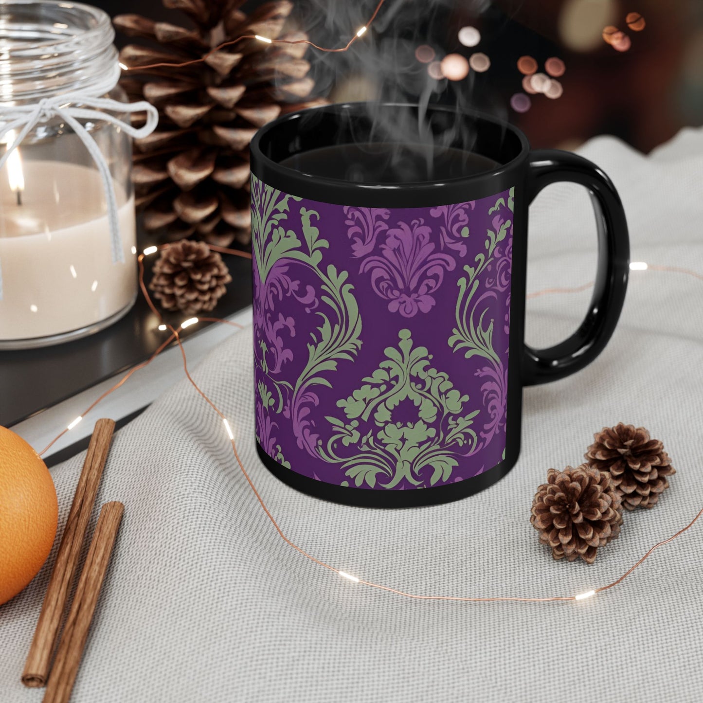 Elegant Damask Mug | Royal Purple Coffee Mug | Elegant Gift Mug