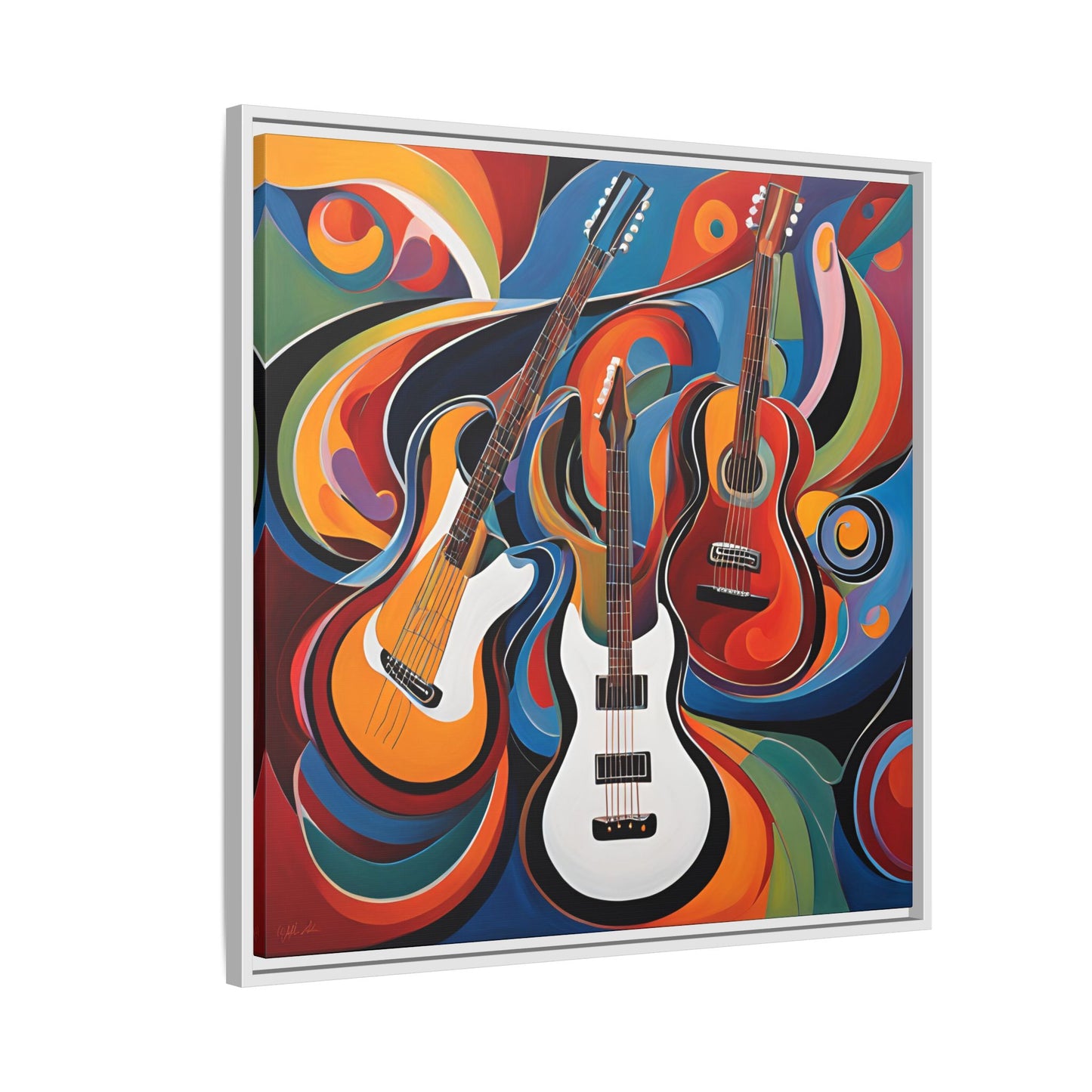 Modern Music-Themed Print Abstract Design Unique Framed Canvas Print Guitar Wall Art Music Lover Gift Decor 3 frame colors