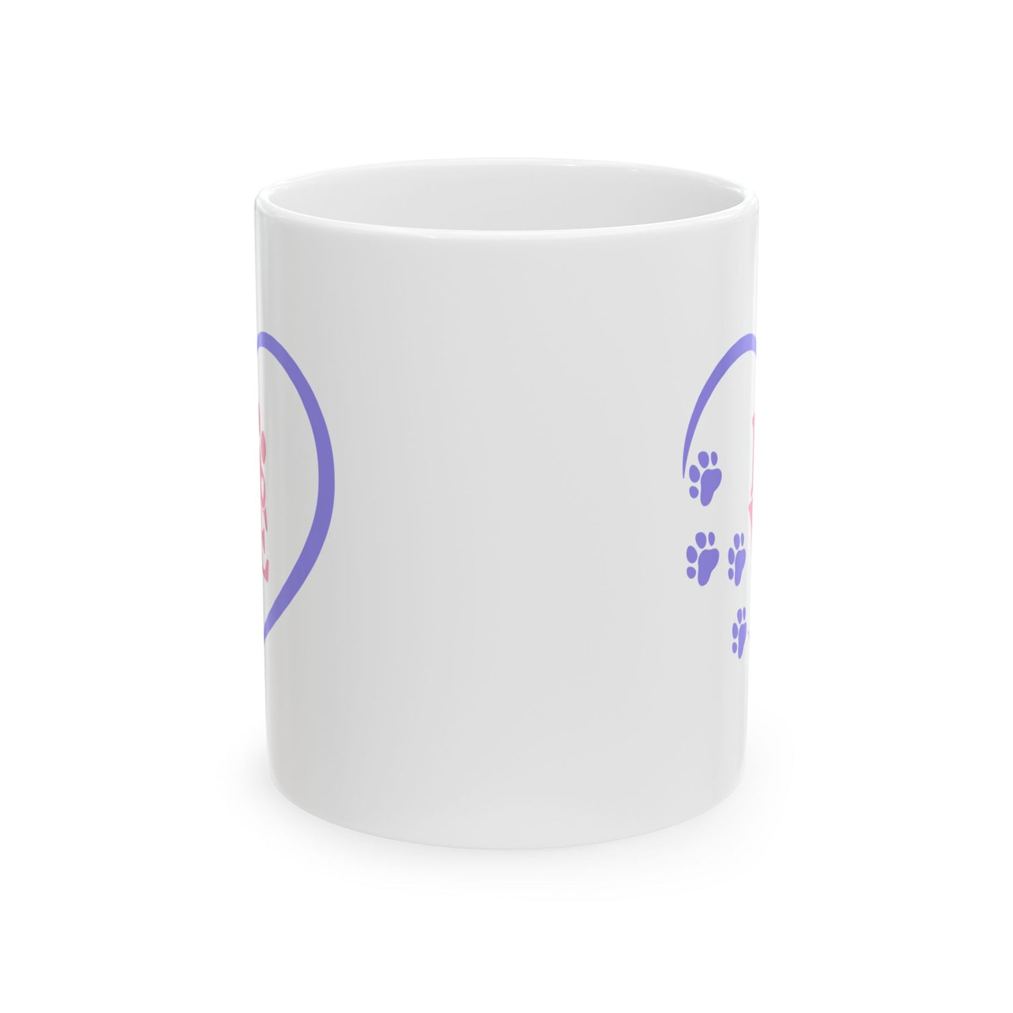 Dog or Cat Lover Ceramic Mug Pet Parent Coffee Mug Animal Lover Paw Print and Heart Gift Mug