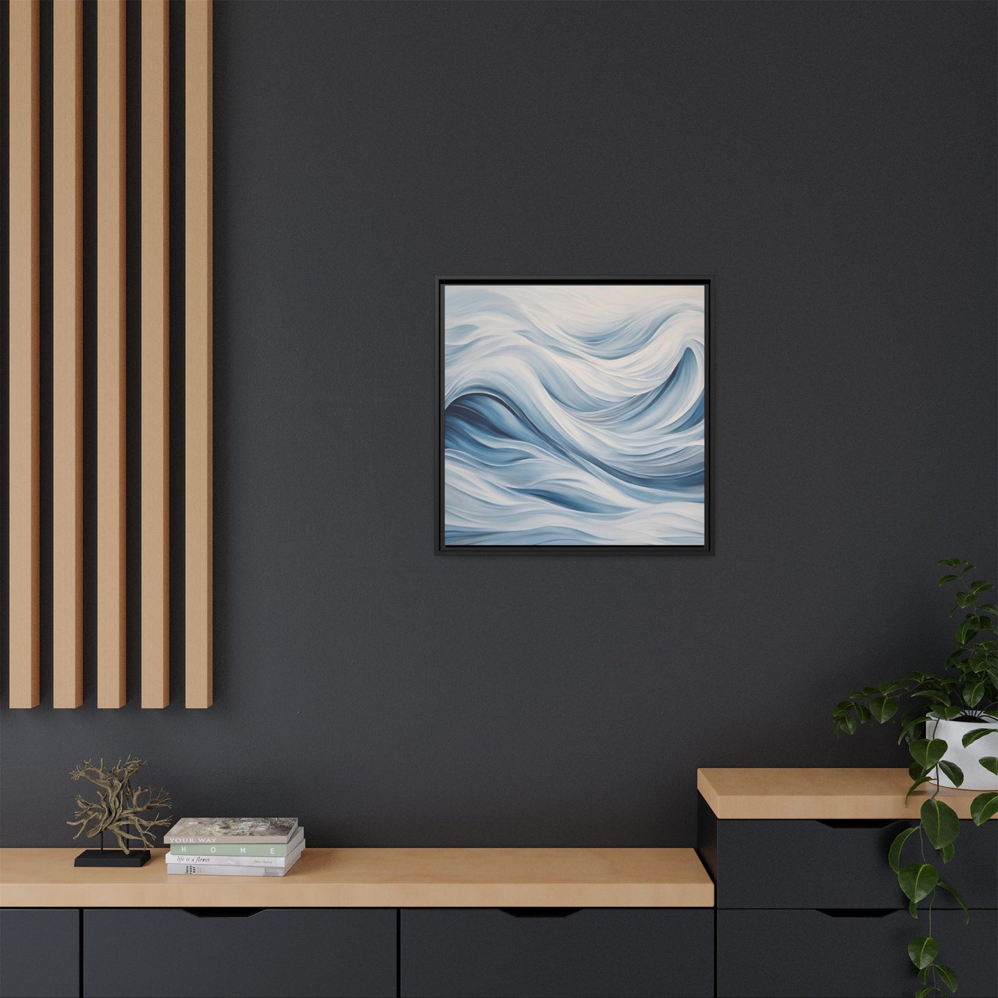 Modern Abstract Wave Design Unique Framed Print Canvas Wall Art Ocean Beach Gift Nature Lover Gift Underwater Sea Lover Gift 3 frame colors