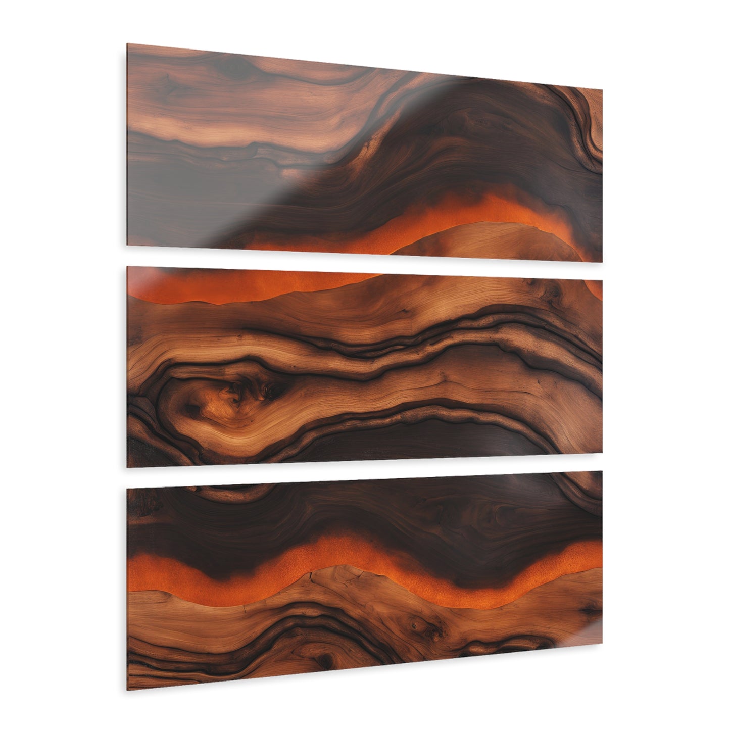 Geode-Inspired Wood-look Design Triptych Acrylic Print Wall Art Nature Lover Gift Geology Agate Rock Lover Gift