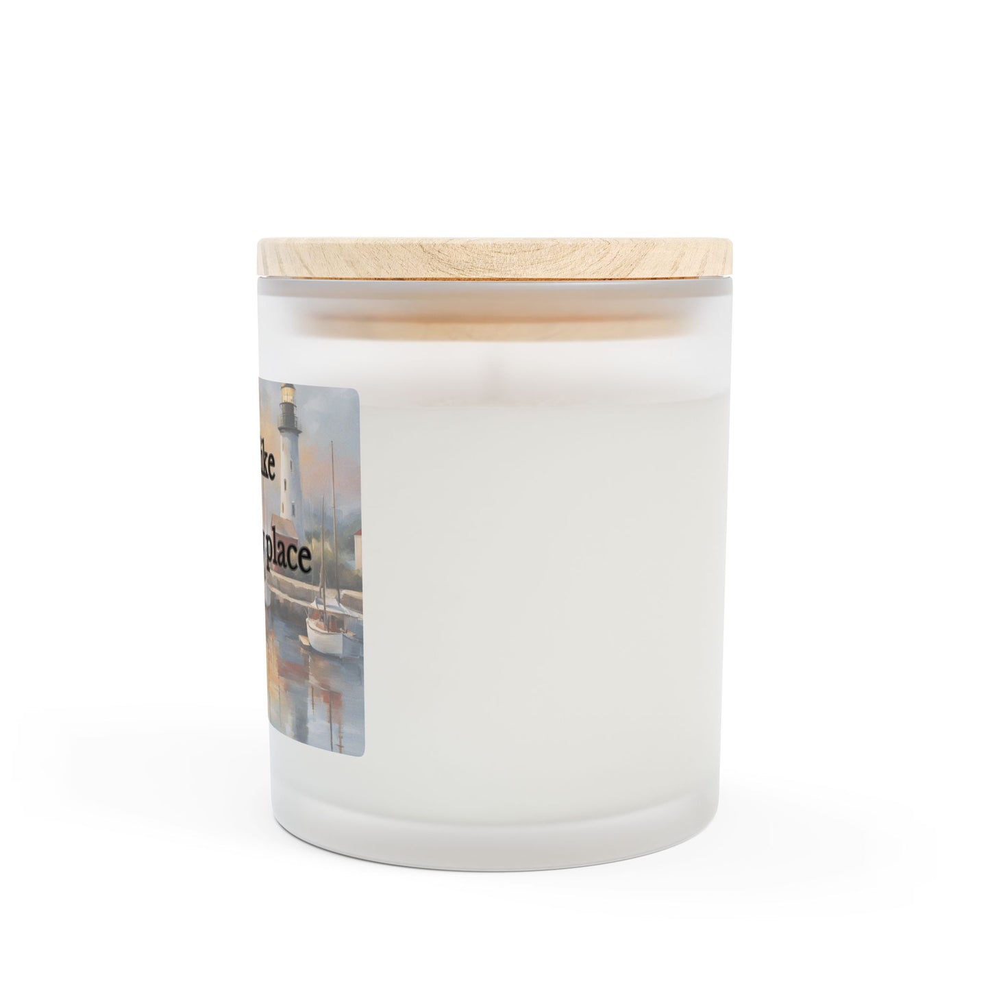 Artisanal Coconut Soy Frosted Glass Candle with Wooden Wick and Raw Maple Lid 11 oz Hand Poured Sailing Vacation Candle 50 hrs burn time