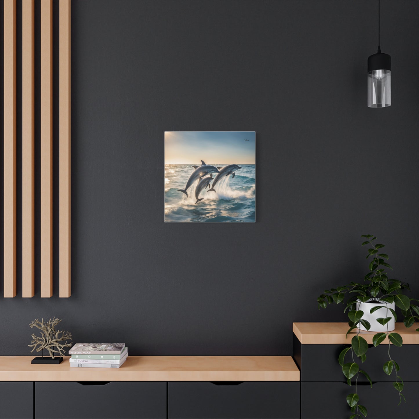 Dolphins Print Wall Art | Matte Canvas, Stretched, 1.25" | Animal Lover | Oceanic | Sea Life |