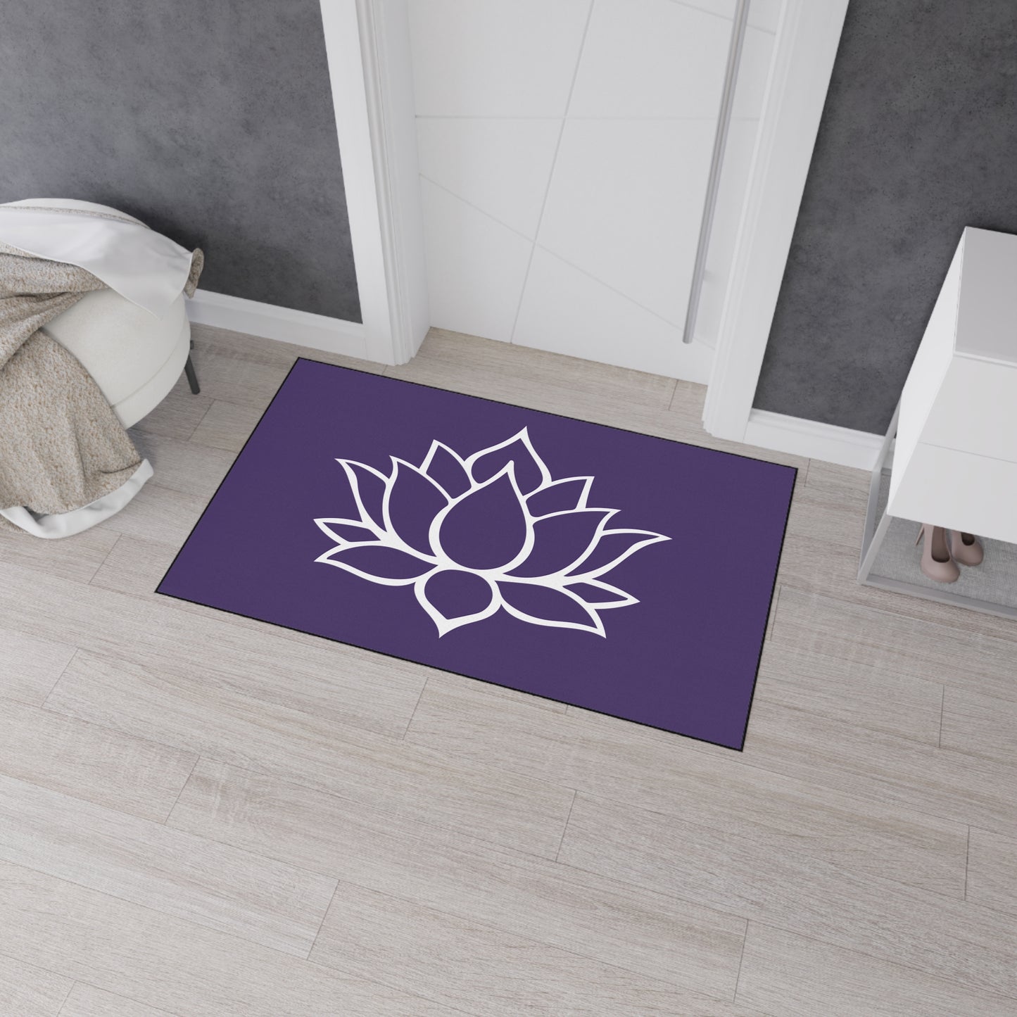 Decorative Heavy Duty Non-Slip Floor Mat Stylish Design Perfect for Entryway Kitchen Décor Purple Lotus Blossom Floral Design Rug Bath Mat