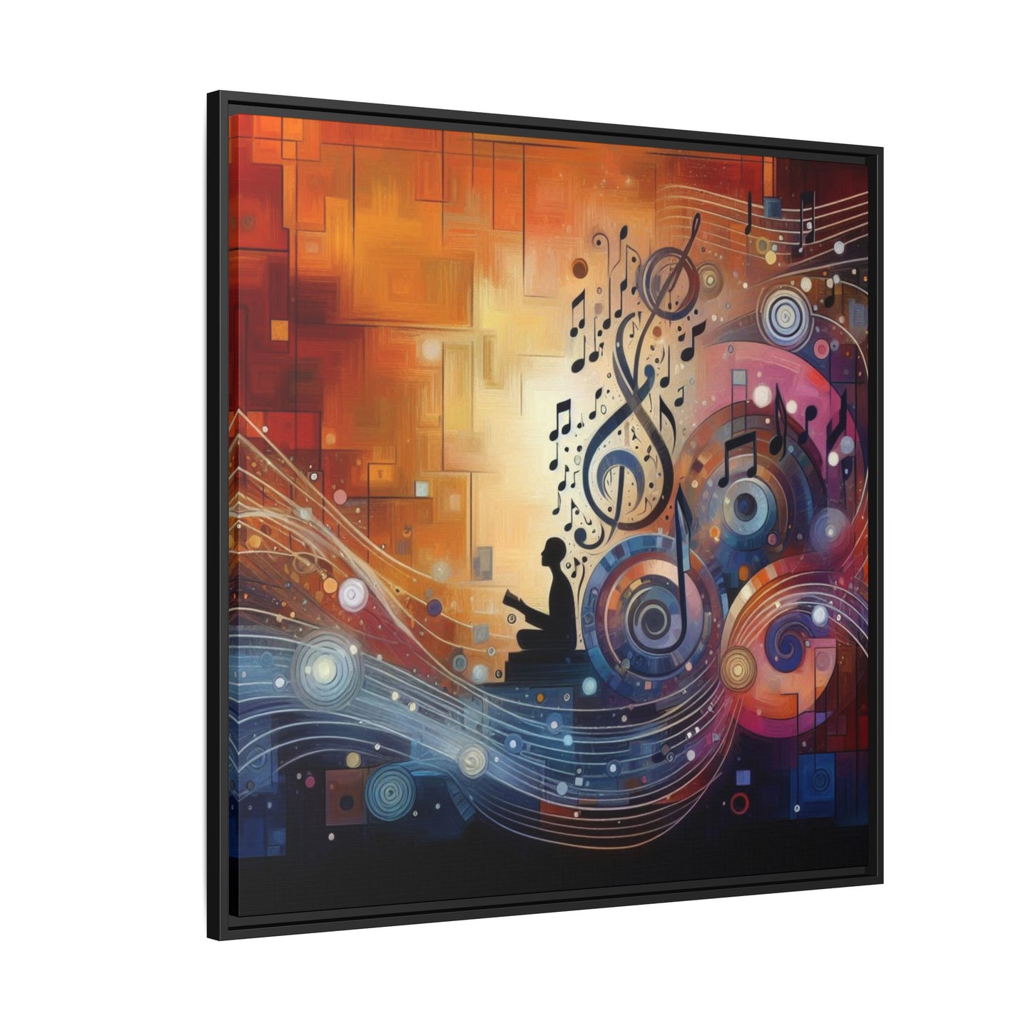 Modern Music-Themed Print Abstract Design Unique Framed Canvas Print Treble Clef Note Wall Art Music Lover Gift Decor 3 frame colors