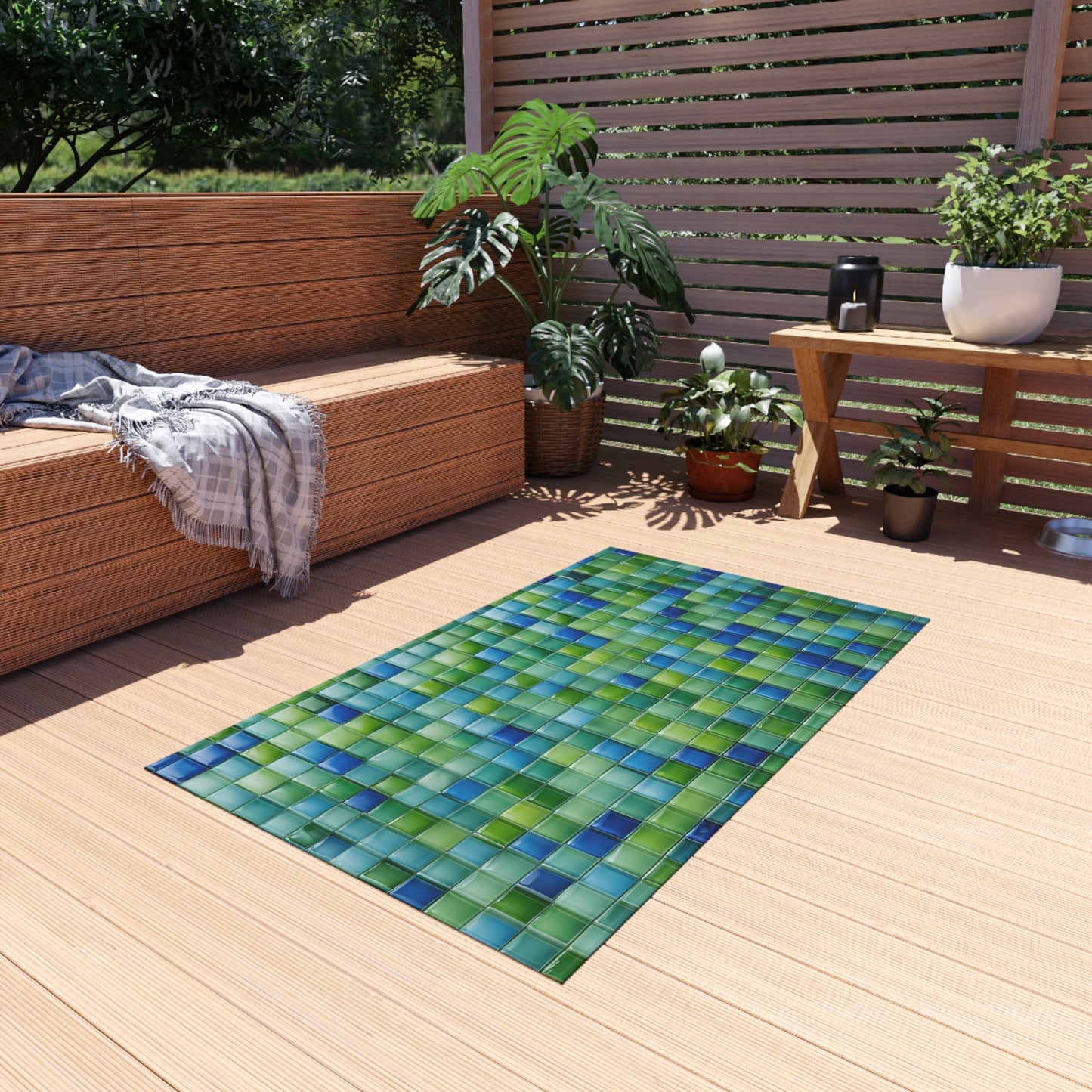 Chenille Outdoor Rug with No-Skid Backing Cozy Outdoor Carpet Patio Decor Gazebo Rug Pool Area Decor Outdoor Kitchen Carpet