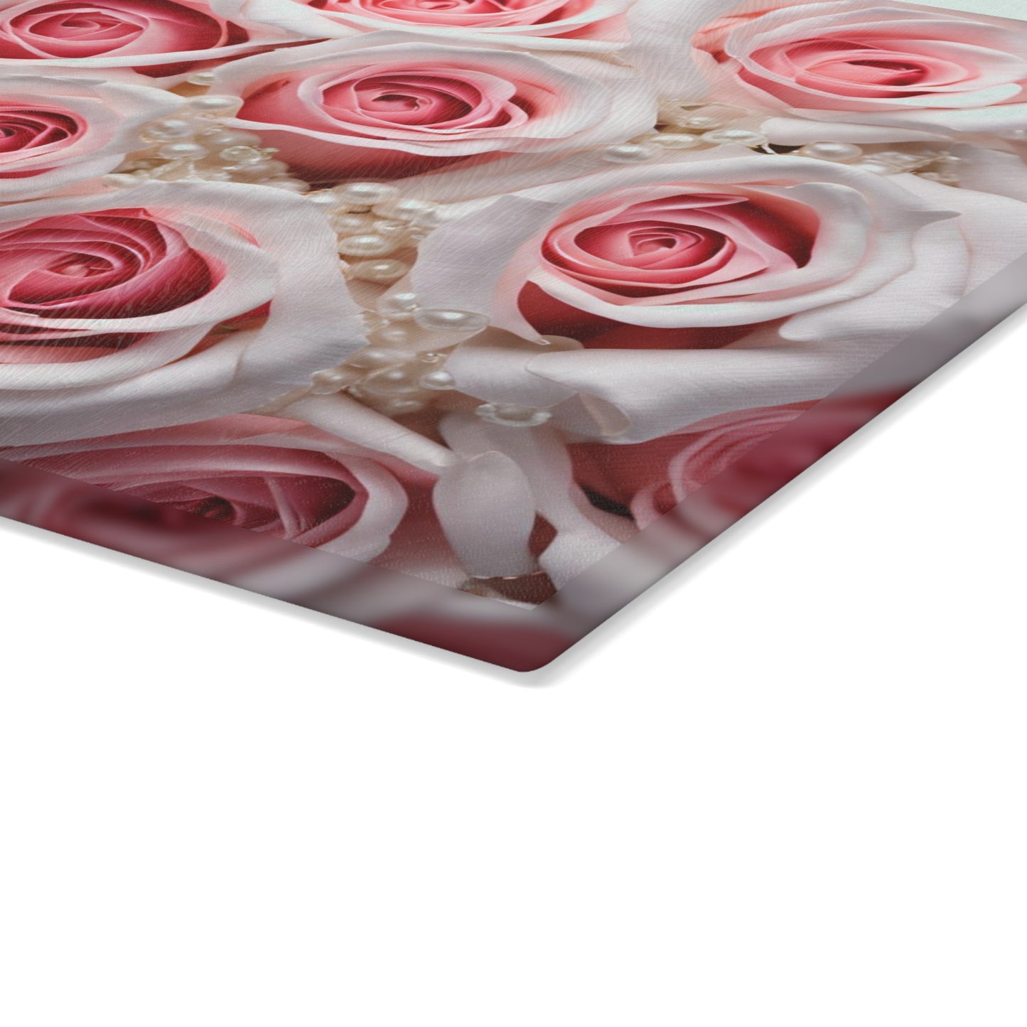 Kitchen Decor Glass Cutting Board Serving Tray with Rose Design Floral Pattern Cutting Board Gift for Home Cook Charcuterie Board