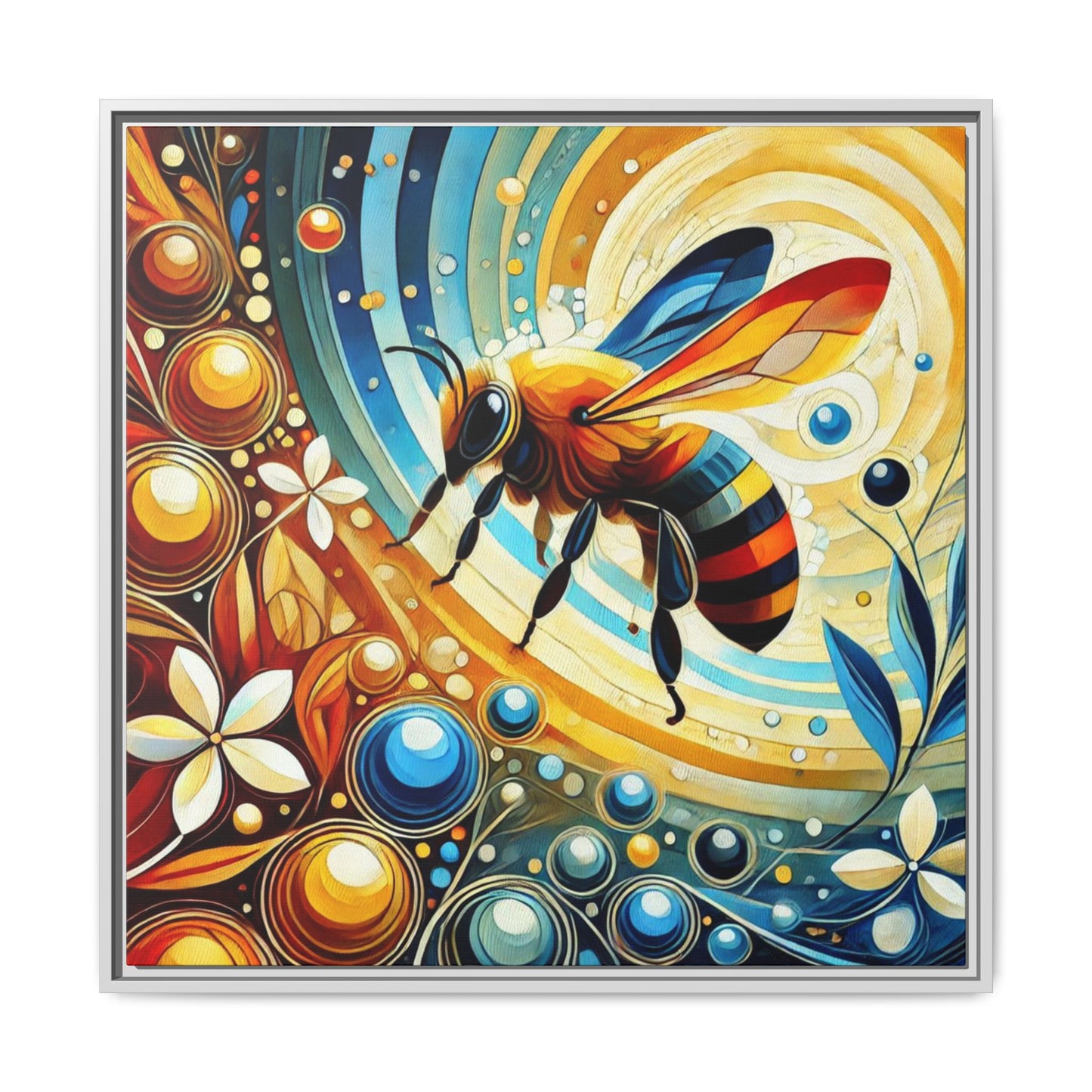 Modern Bee Print Abstract Design Unique Framed Canvas Print Insect Lover Wall Art Animal Lover Nature Lover Decor 3 frame colors