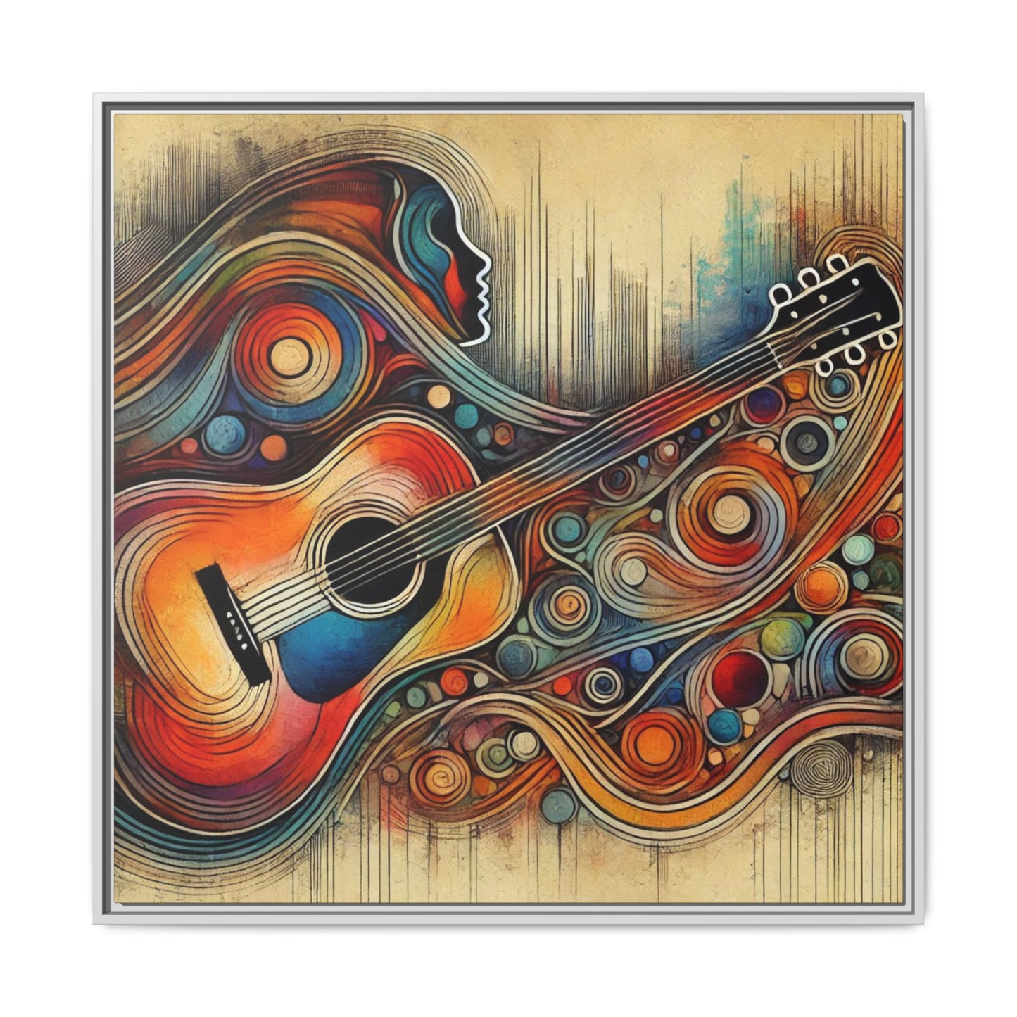 Modern Music-Themed Print Abstract Design Unique Framed Canvas Print Guitar Wall Art Music Lover Gift Decor 3 frame colors