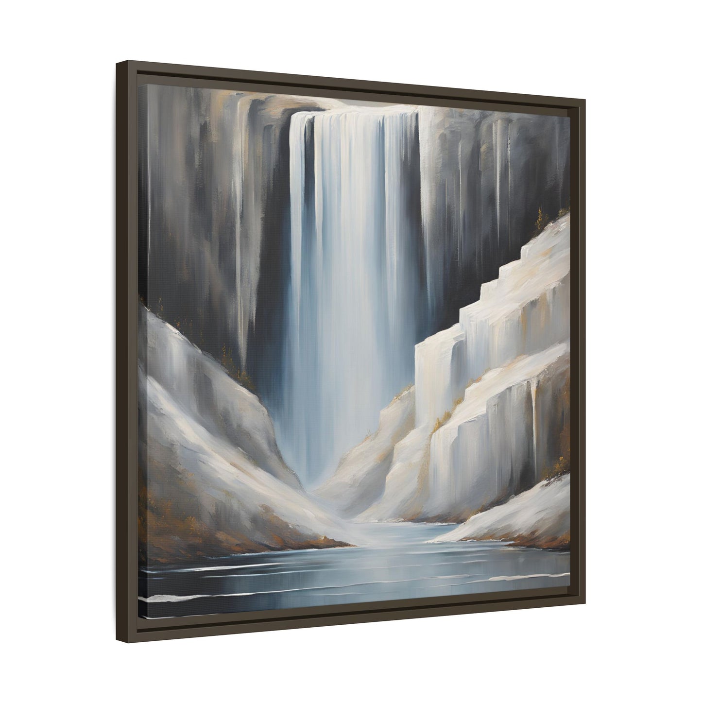 Modern Abstract Waterfall Design Unique Framed Canvas Wall Art Ocean Beach Gift Nature Lover Gift Mountain Landscape Gift 3 frame colors