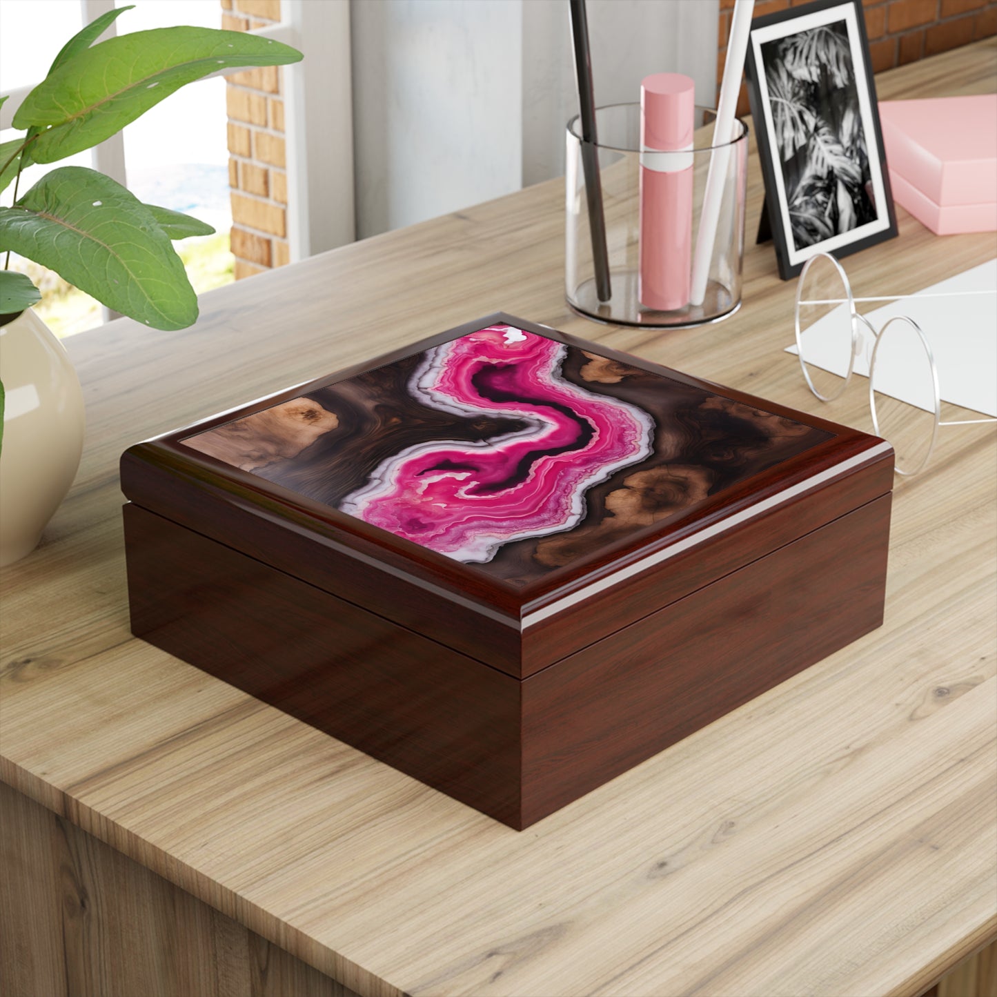 Unique Art Print Design Jewelry Box Trinket Box Bedroom Dresser Decor Vanity Gift Box - 3 colors to choose from
