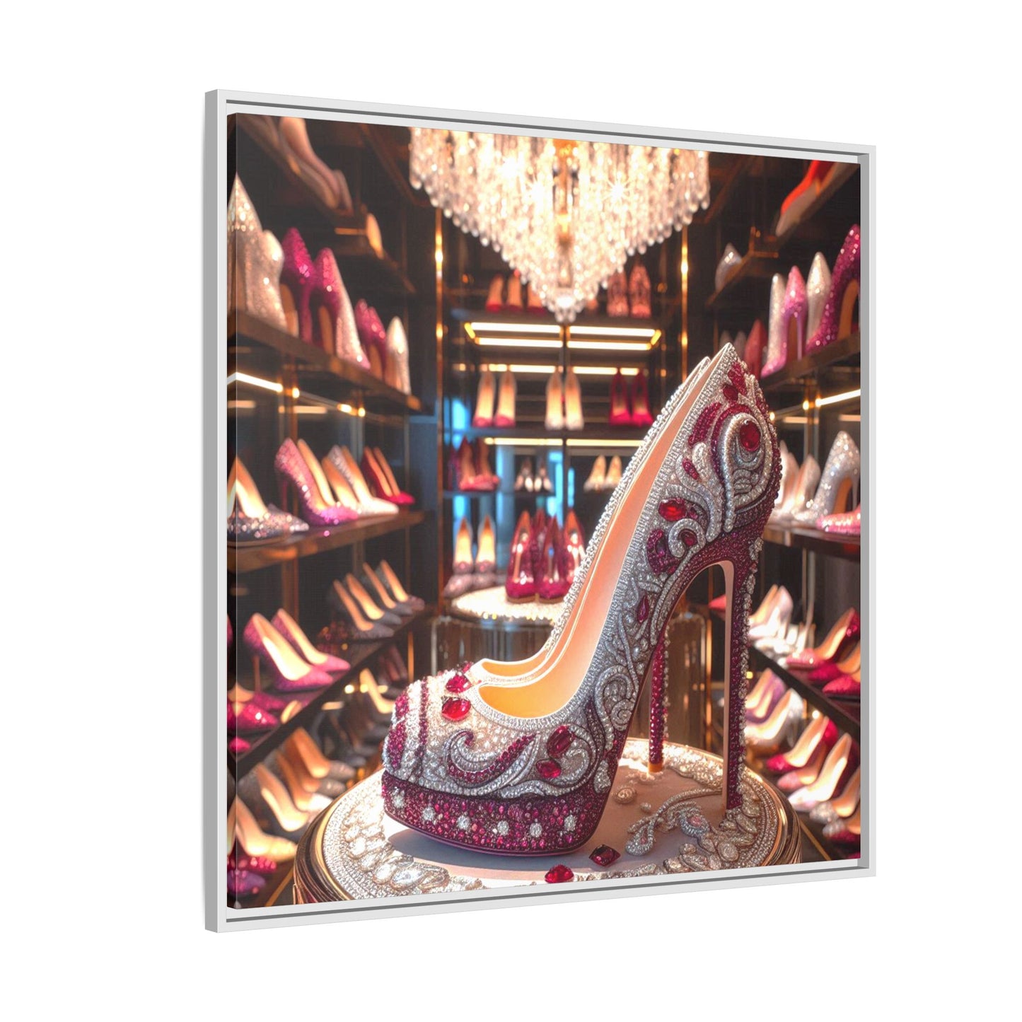 High Heel Shoe Framed Canvas Print Wall Art Unique Fashion Designer Style Haute Couture Shoe Lover Fashionista Gift Decor 3 Frame Colors