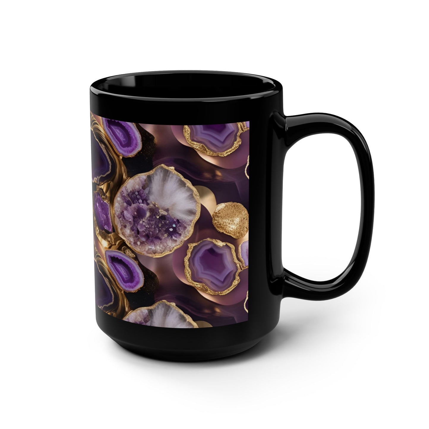 Ceramic Coffee Mug Geode-Inspired Image Nature Lover Ceramic Teacup Gardener Gift Agate-look Rock Lover 15oz Mug