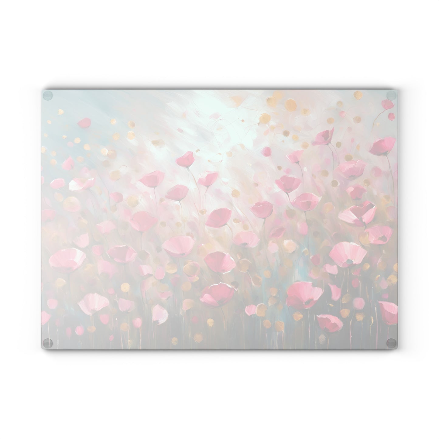 Kitchen Decor Glass Cutting Board Serving Tray with Field of Flowers Pattern Cutting Board Gift for Home Cook Charcuterie Board